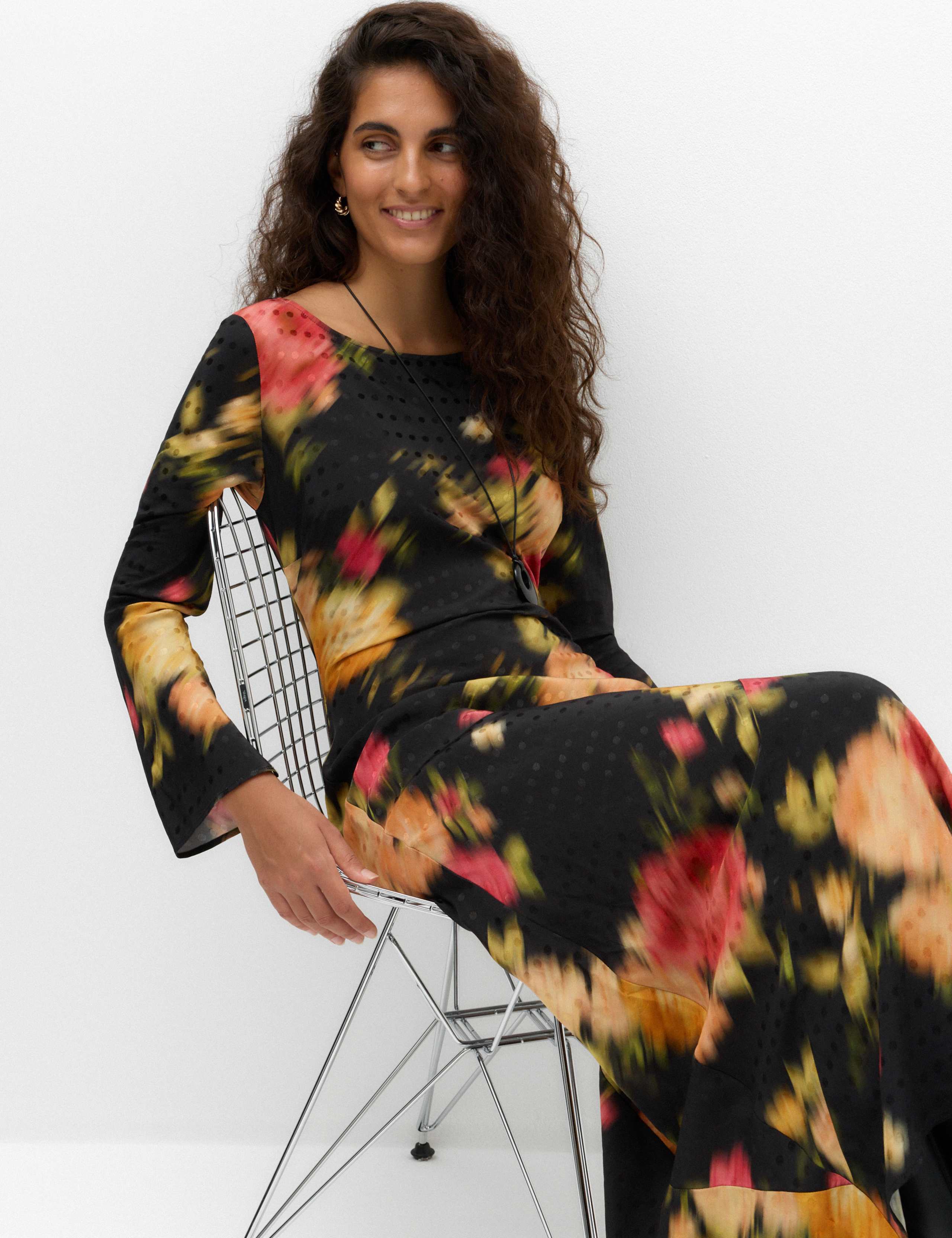 Floral Jacquard Round Neck Midaxi Column Dress 6 of 6