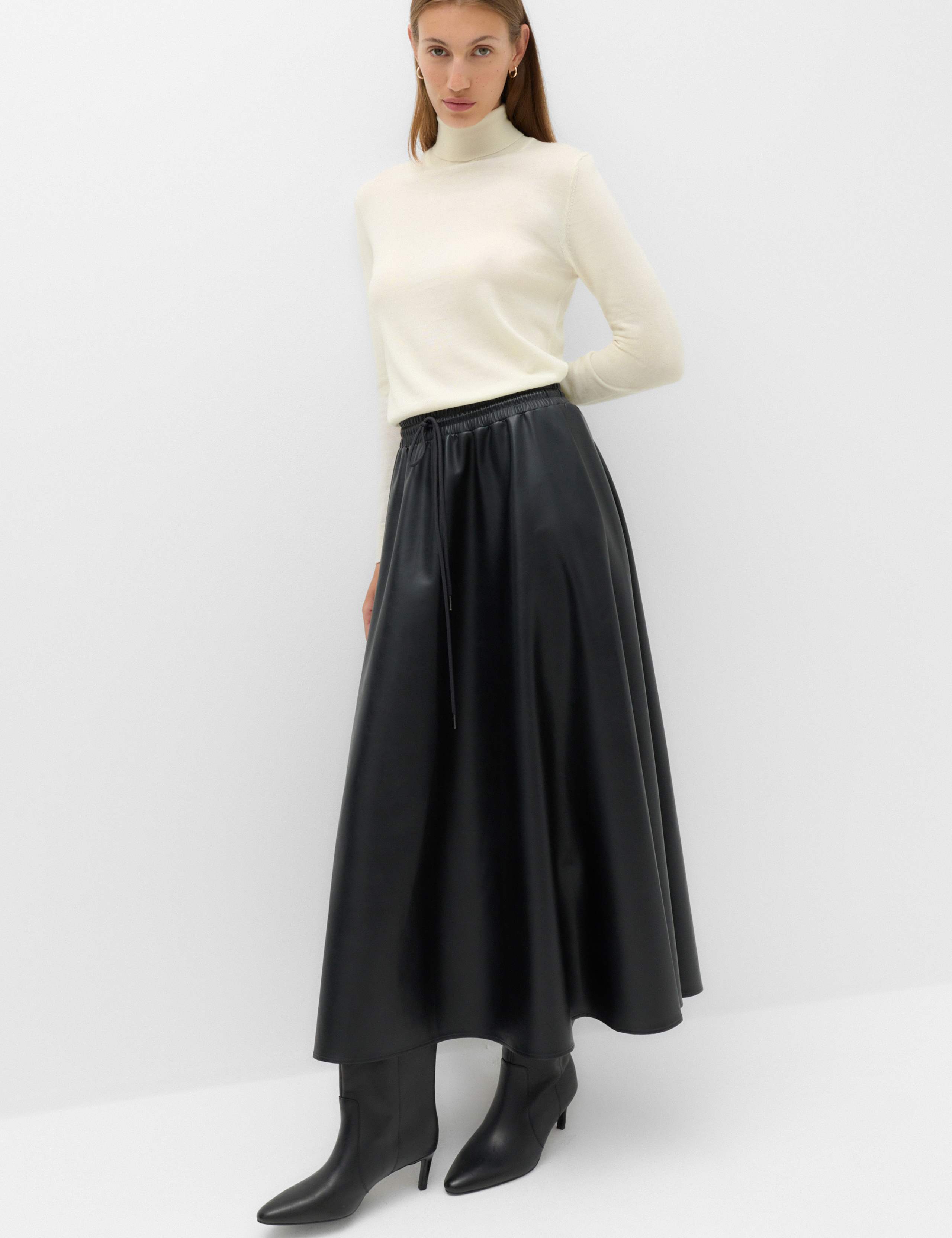 Leather Look Midi Circle Skirt 1 of 5