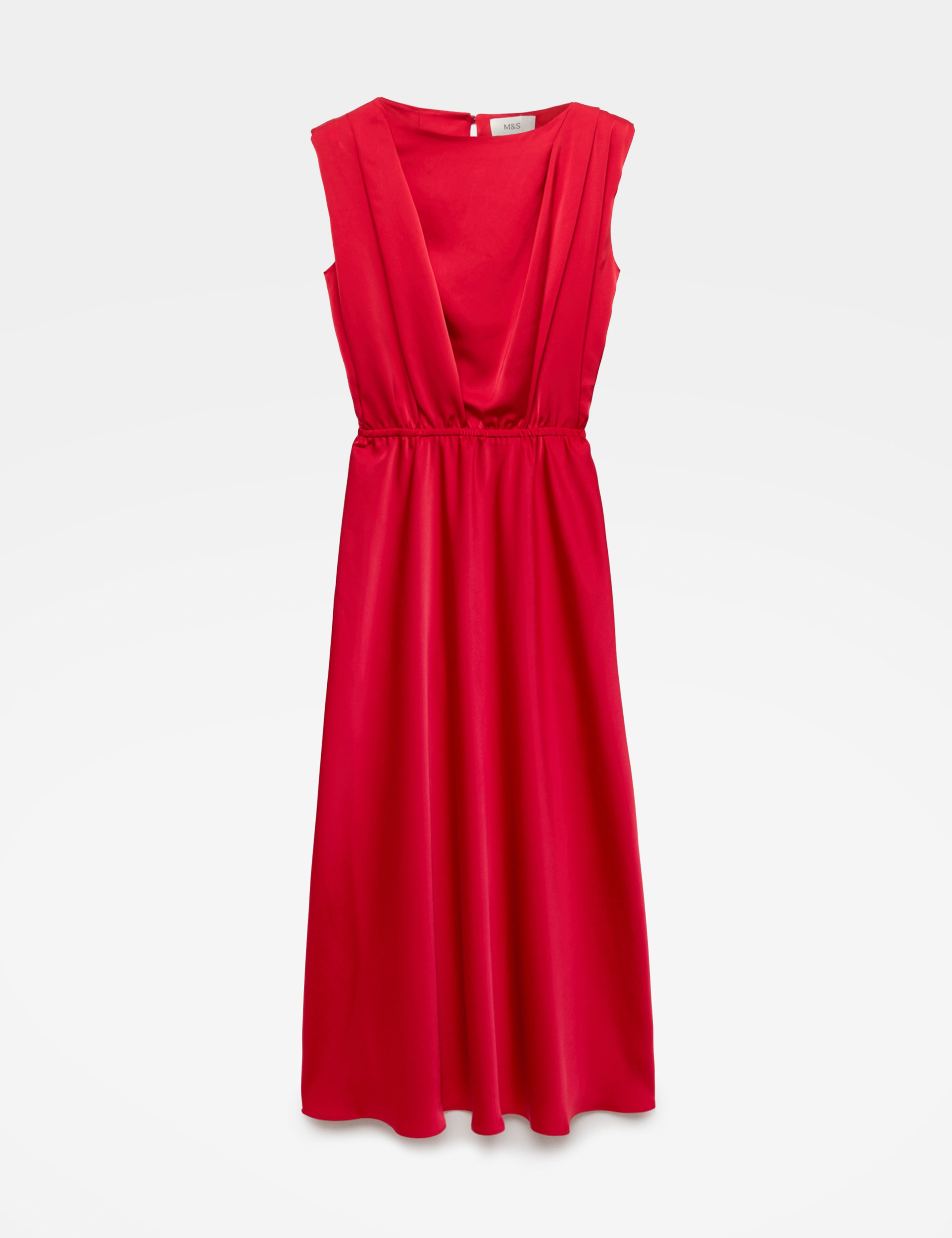 Satin Pleat Detail Midaxi Waisted Dress 2 of 5