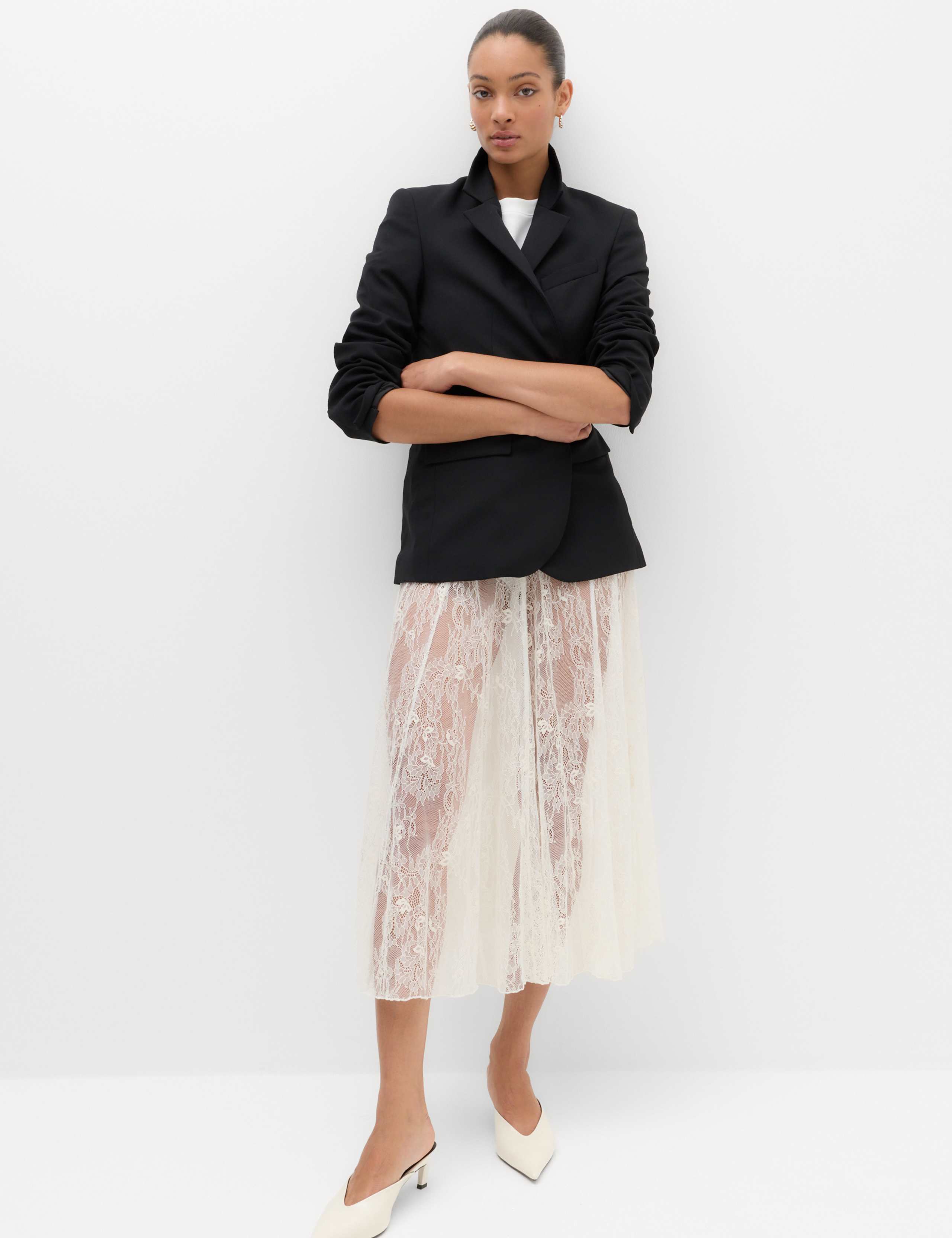 Cotton Blend Lace Midi Circle Skirt 6 of 6