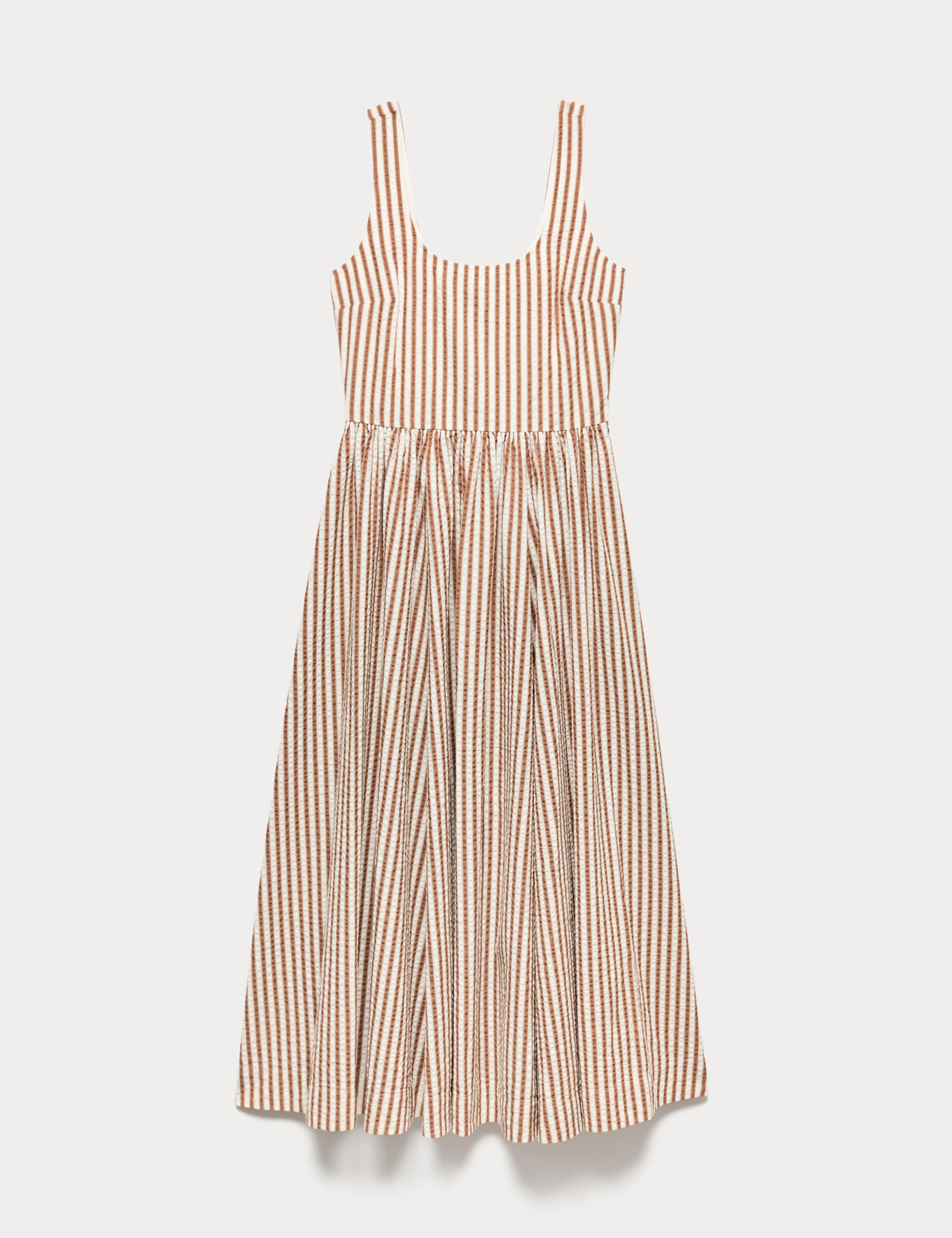 Pure Cotton Striped Midi Waisted Dress 2 of 5