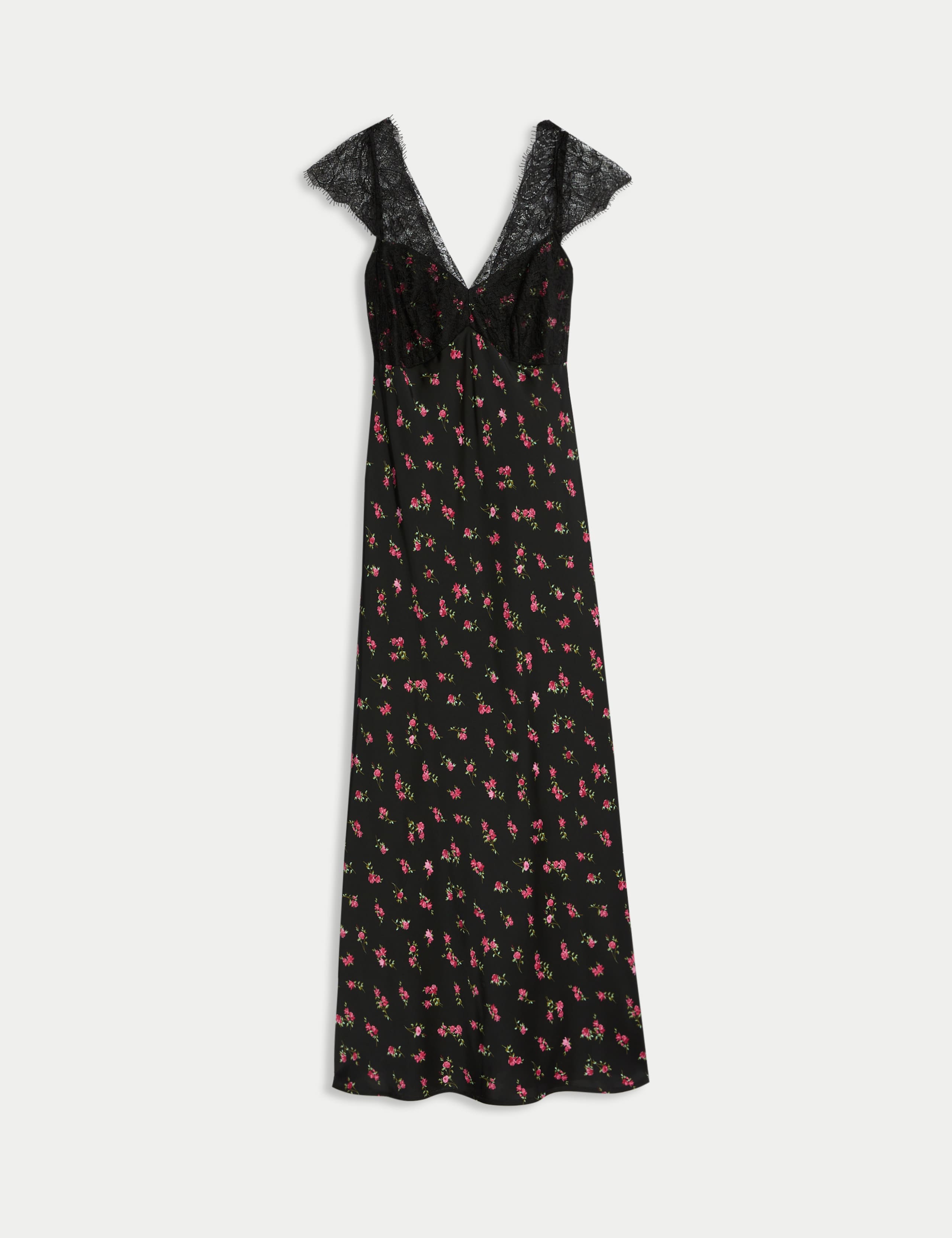 Floral V-Neck Lace Detail Midaxi Slip Dress 2 of 6