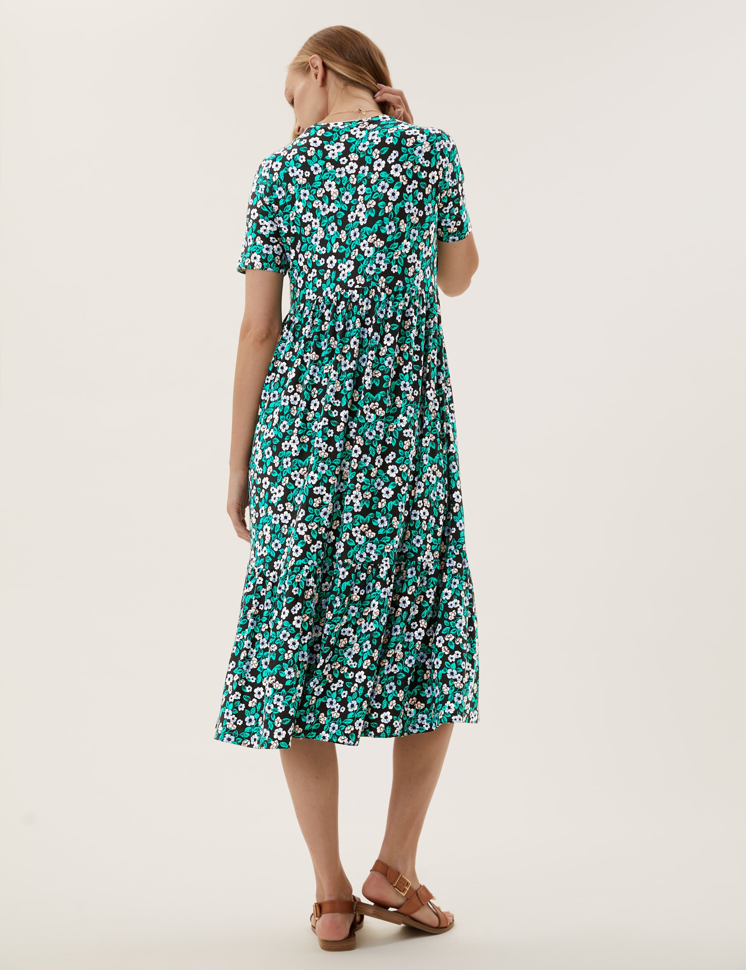Maternity Jersey Floral Midi Tiered Dress 5 of 5