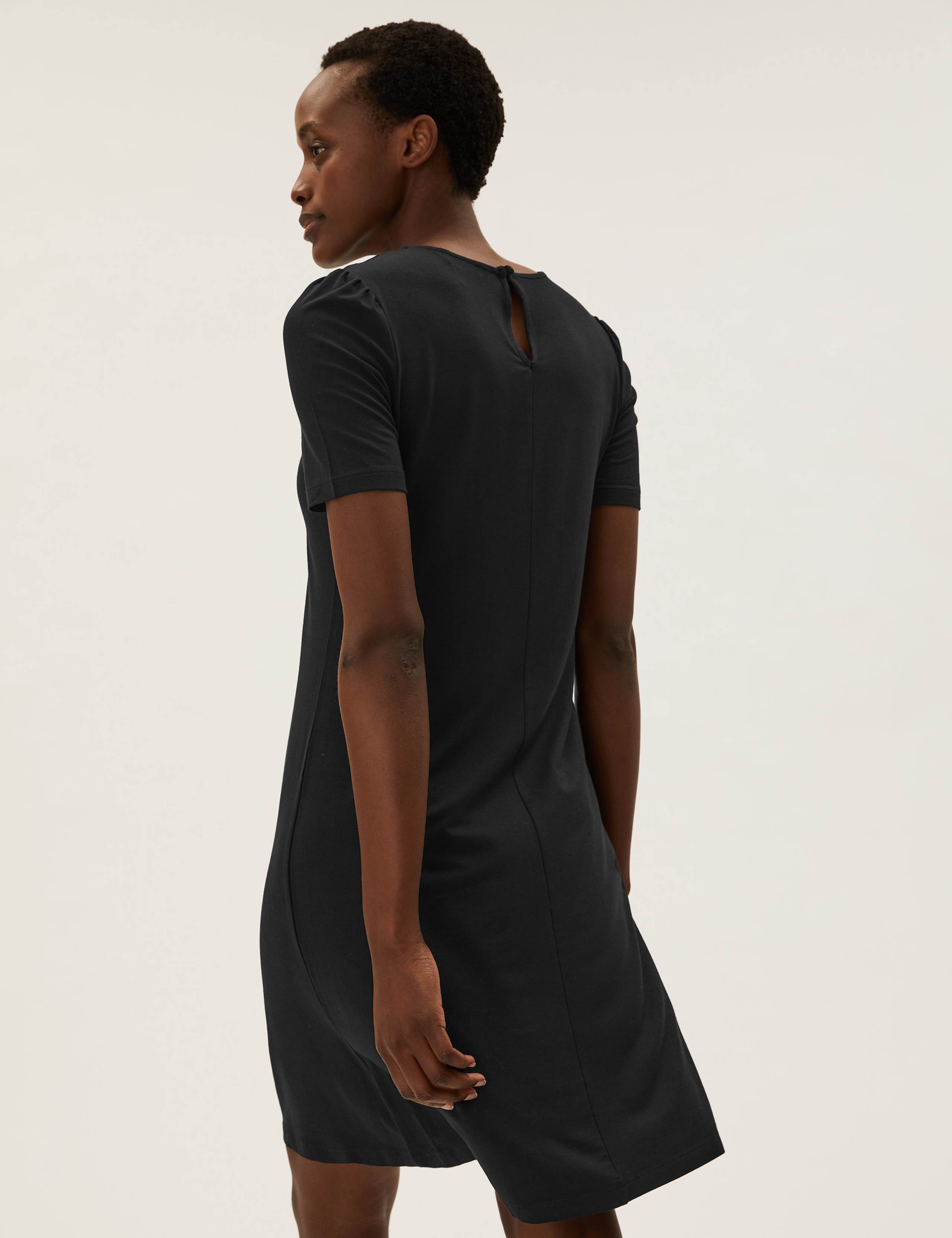Jersey Puff Sleeve Knee Length Swing Dress 4 of 5