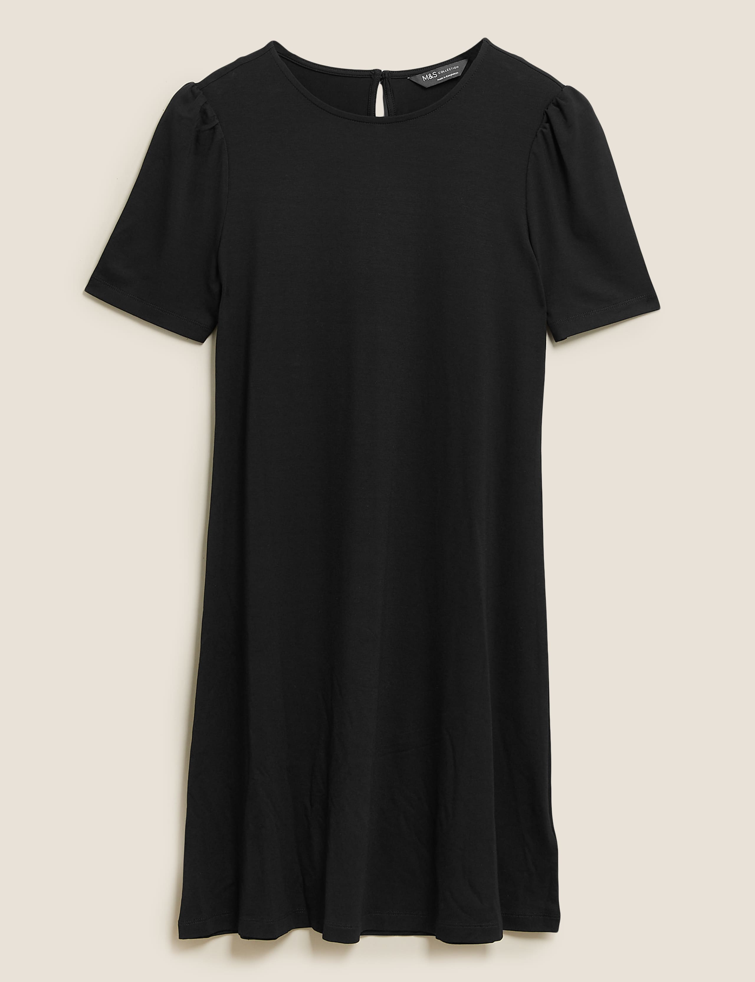 Jersey Puff Sleeve Knee Length Swing Dress 2 of 5