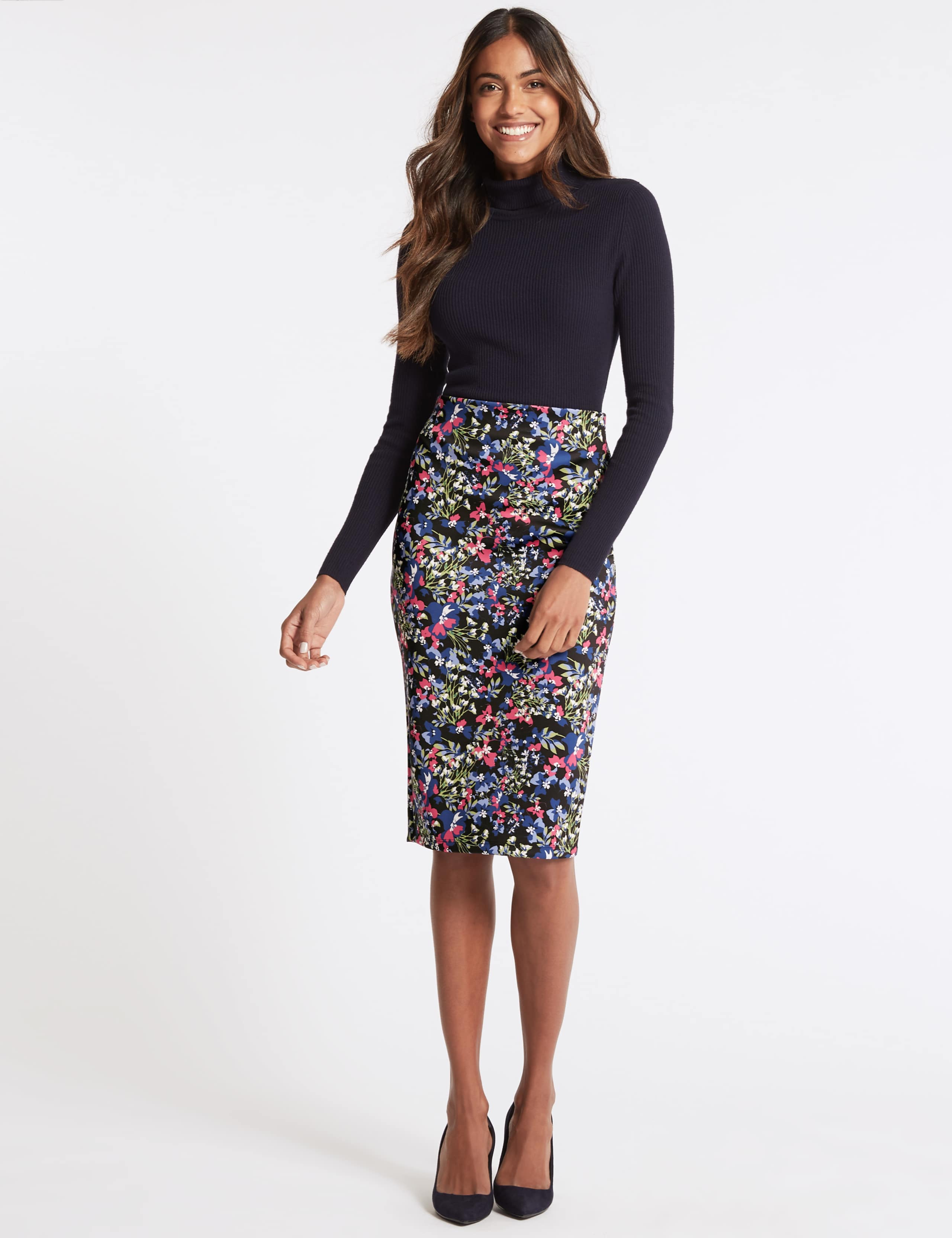 Floral Print Pencil Skirt 1 of 5