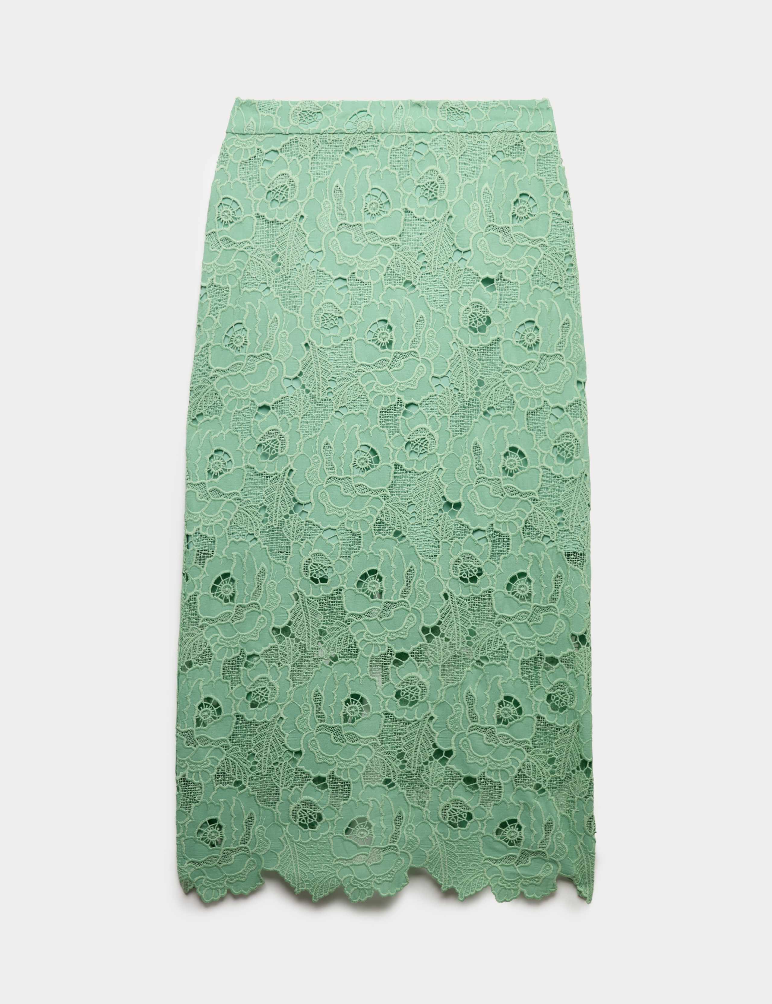 Lace Cutwork Detail Midi Pencil Skirt 1 of 1