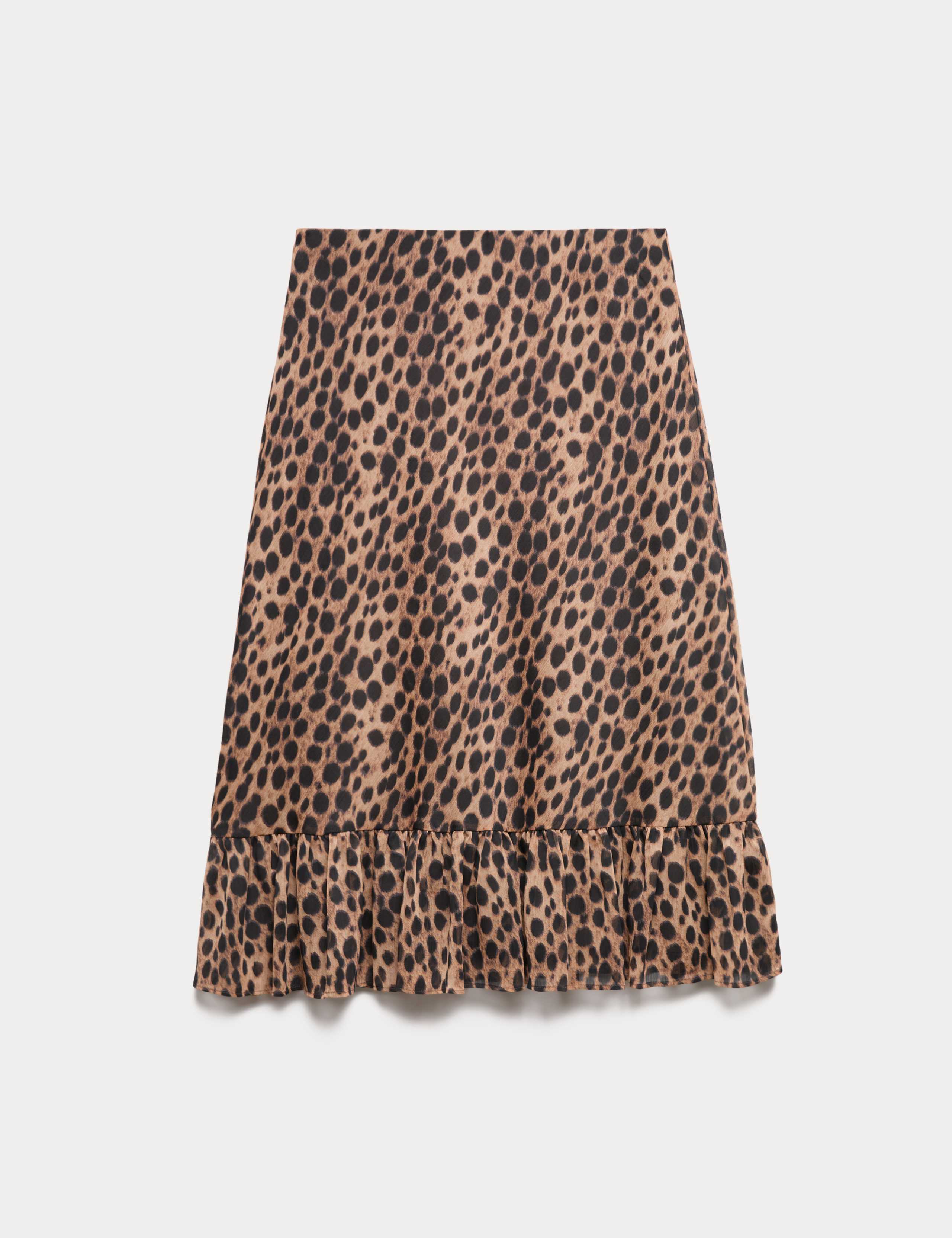 Animal Print Ruffle Hem Midi Tiered Skirt 2 of 5