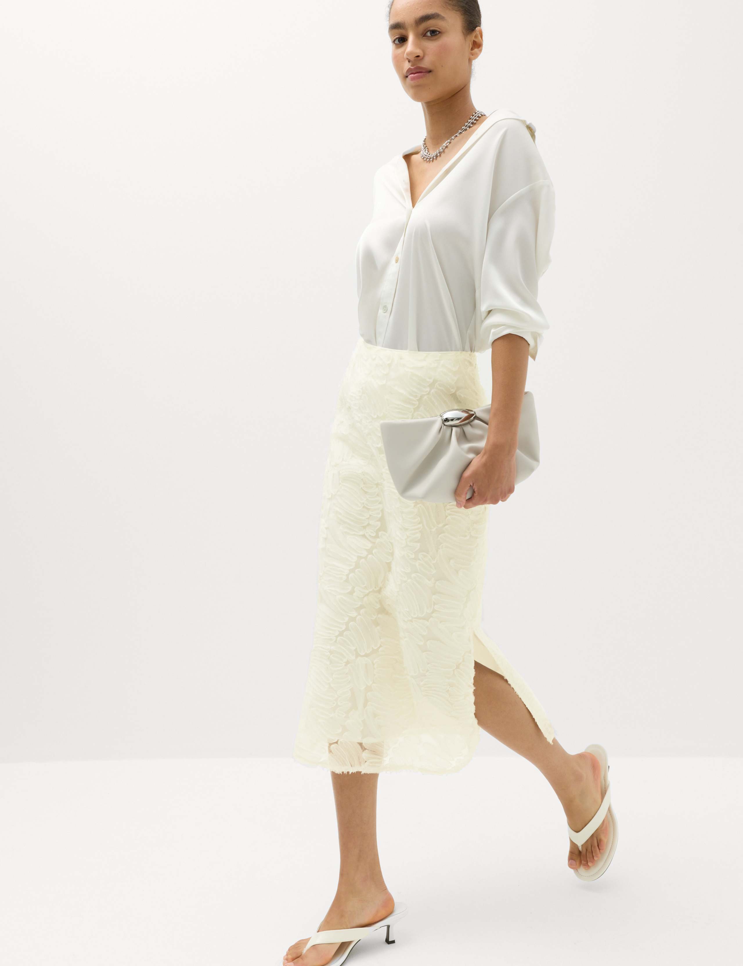 Textured Midi A-Line Skirt 3 of 7