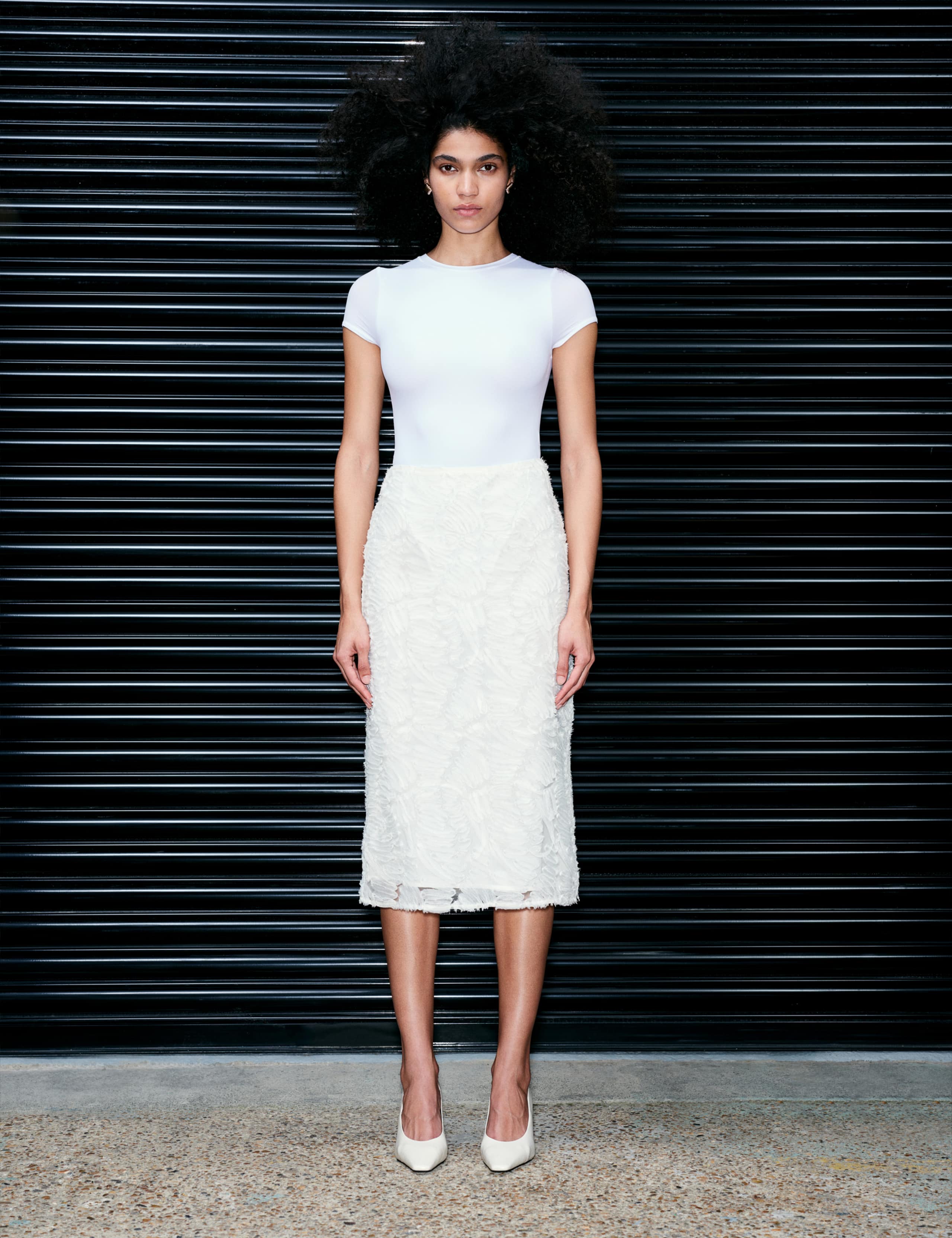 Textured Midi A-Line Skirt 7 of 7
