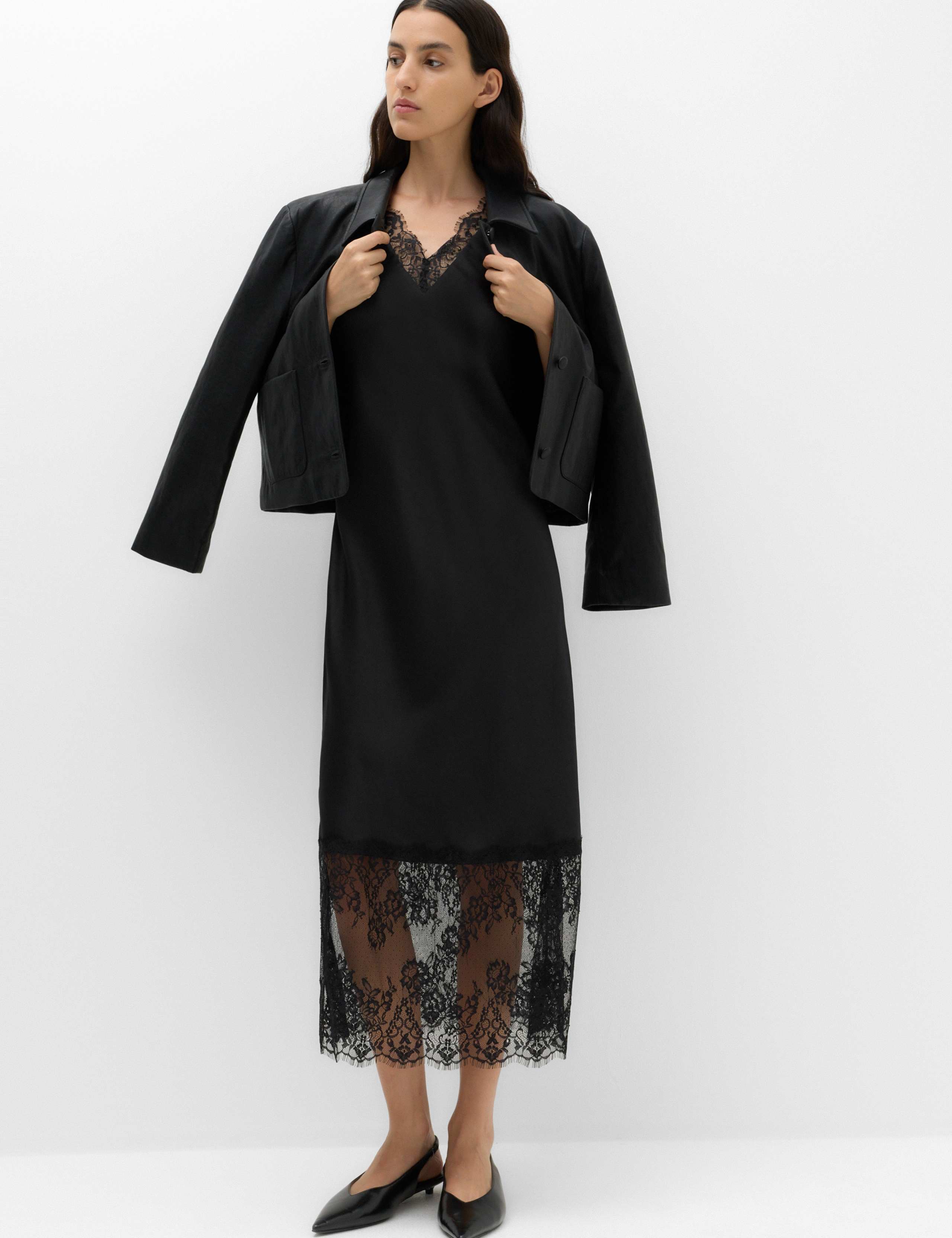Satin Lace Insert Midaxi Slip Dress 5 of 6