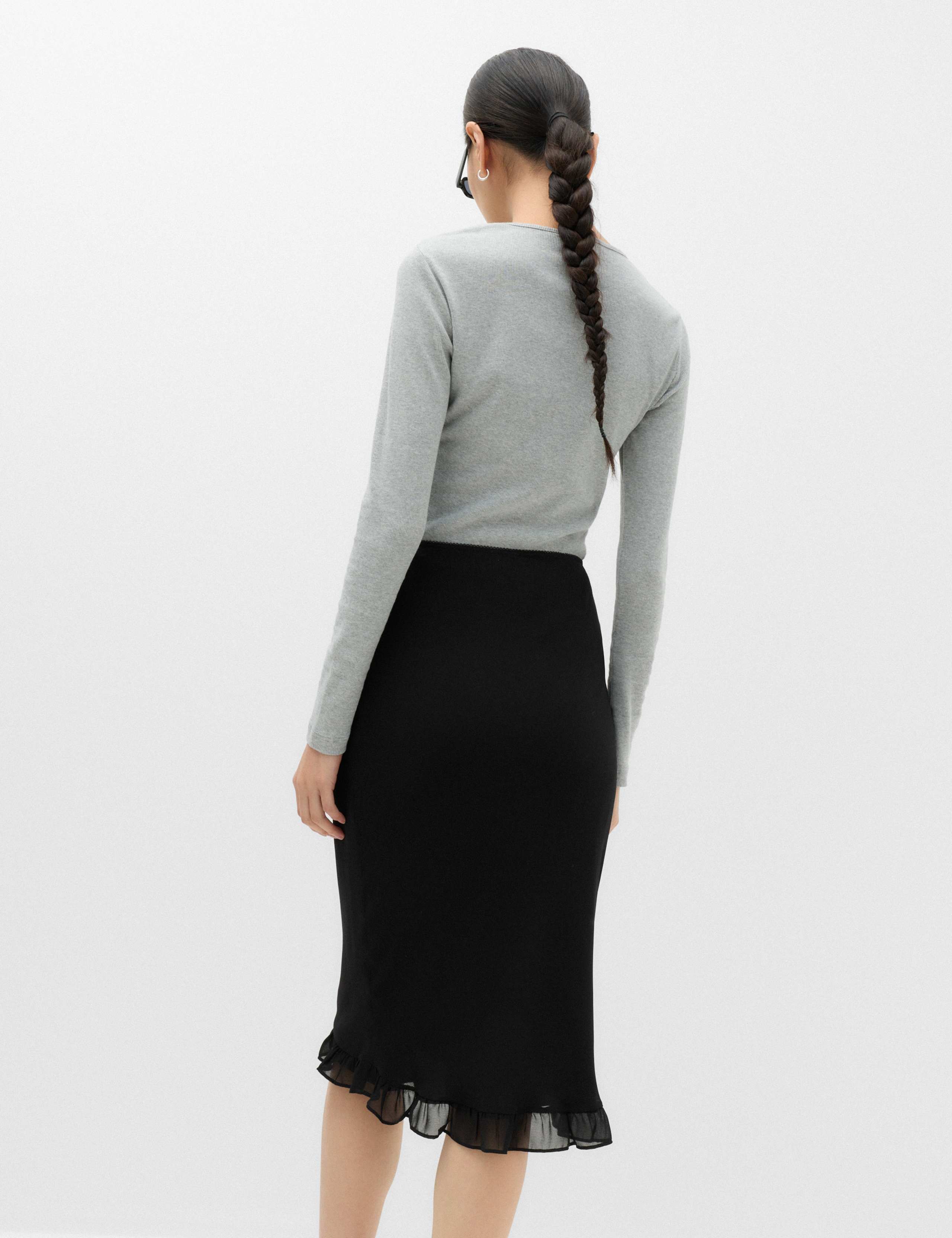 Chiffon Knee Length Slip Skirt 4 of 5