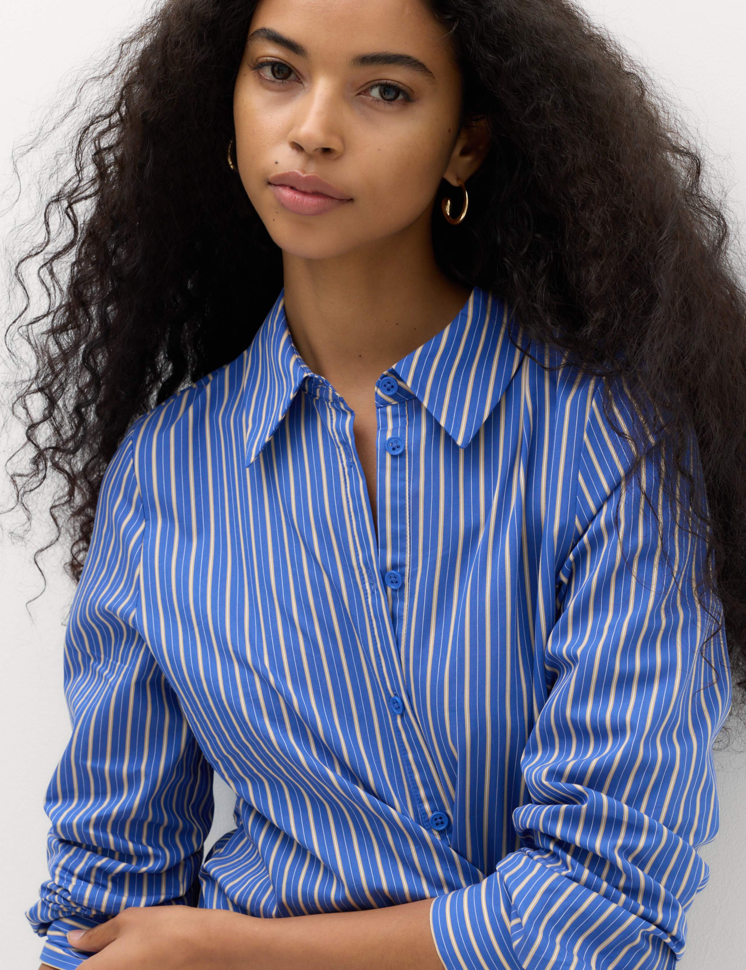 Cotton Rich Striped Mini Shirt Dress 4 of 7