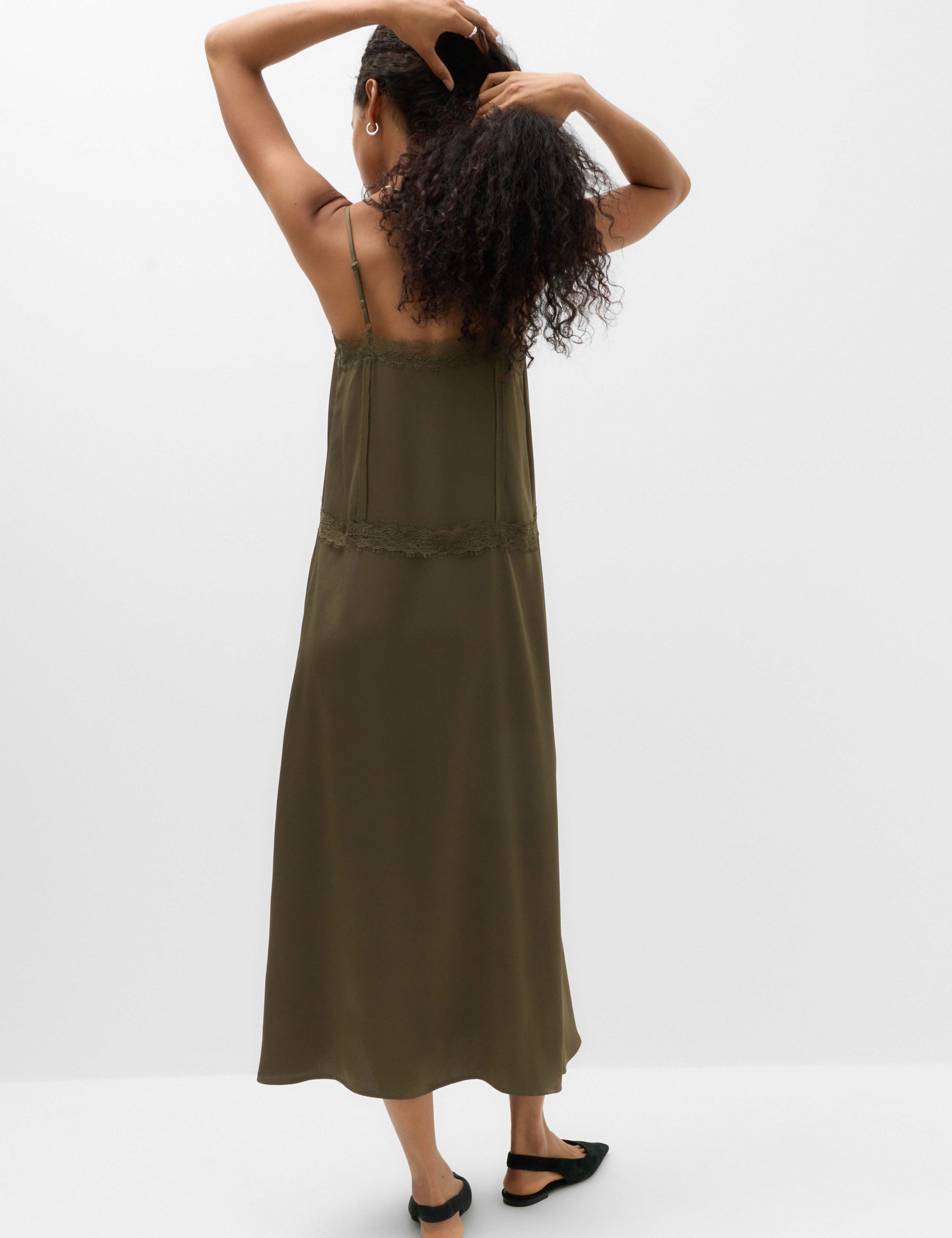 Satin Lace Insert V-Neck Midaxi Slip Dress 5 of 6