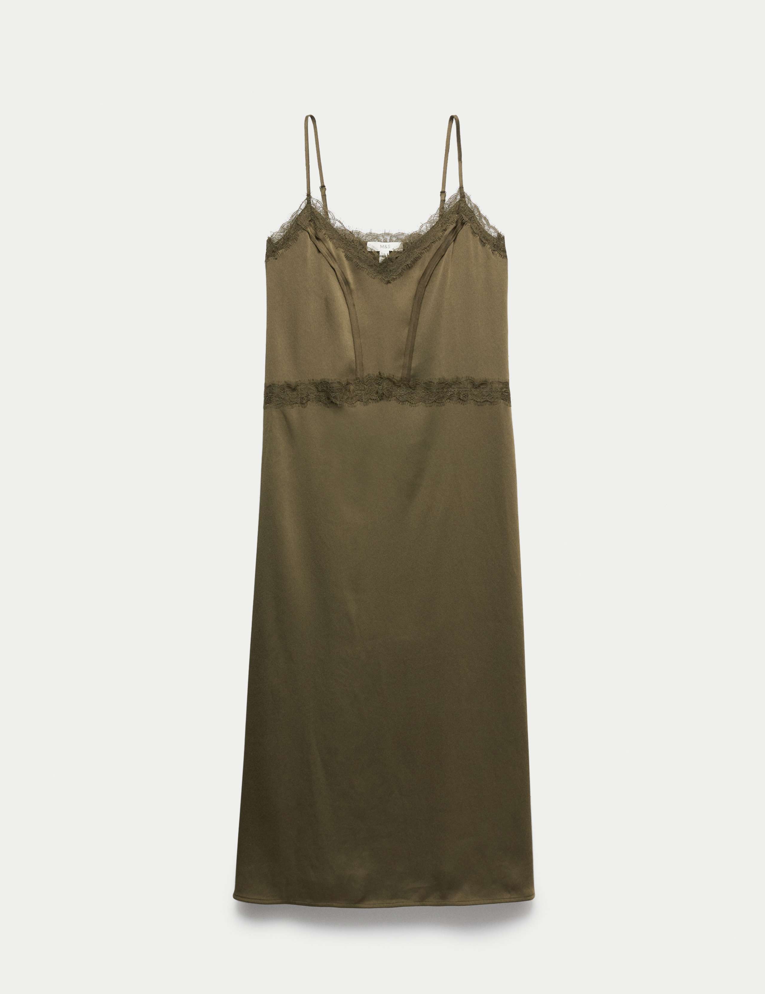 Satin Lace Insert V-Neck Midaxi Slip Dress 2 of 6