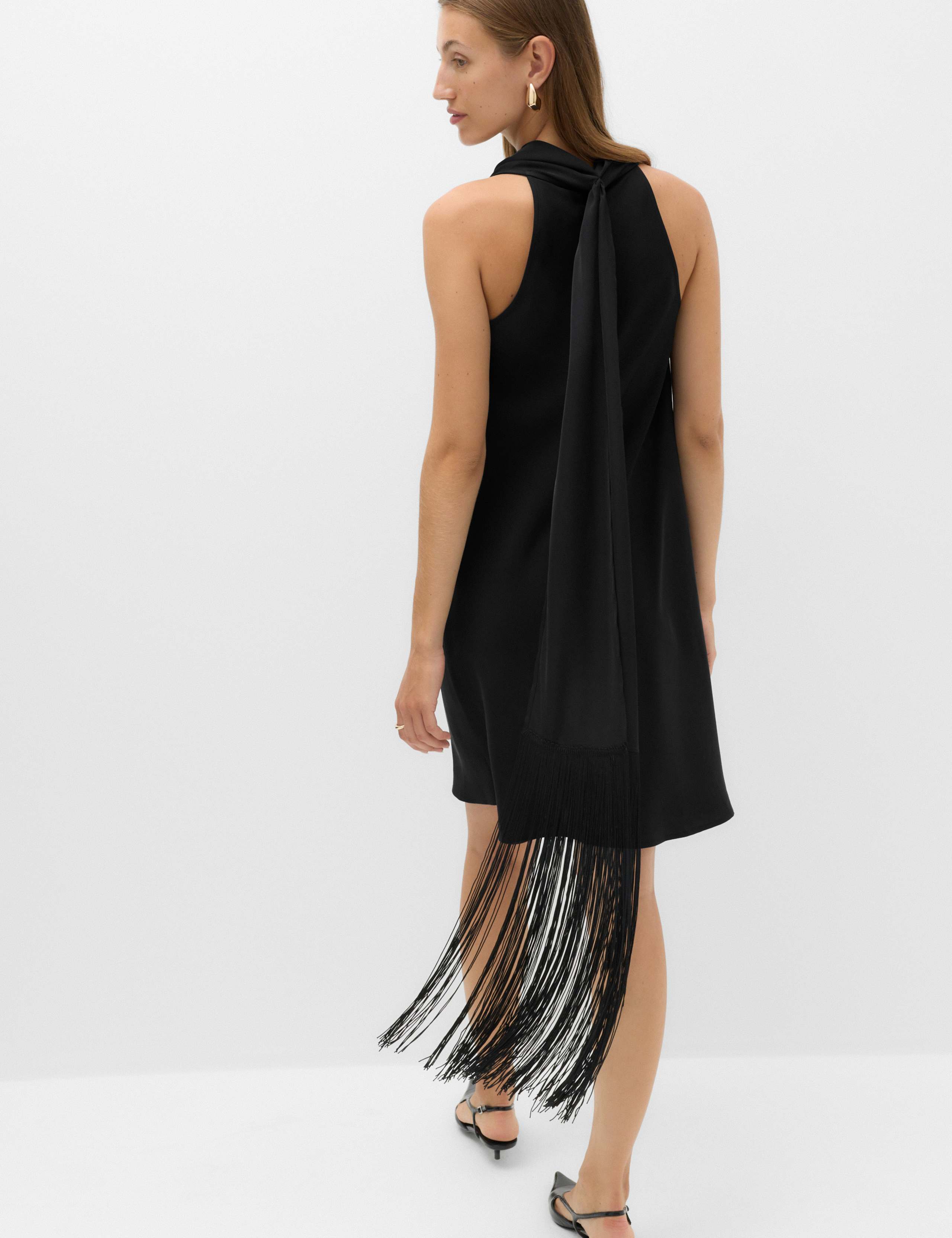 Satin Scarf Detail Mini Shift Dress 4 of 6