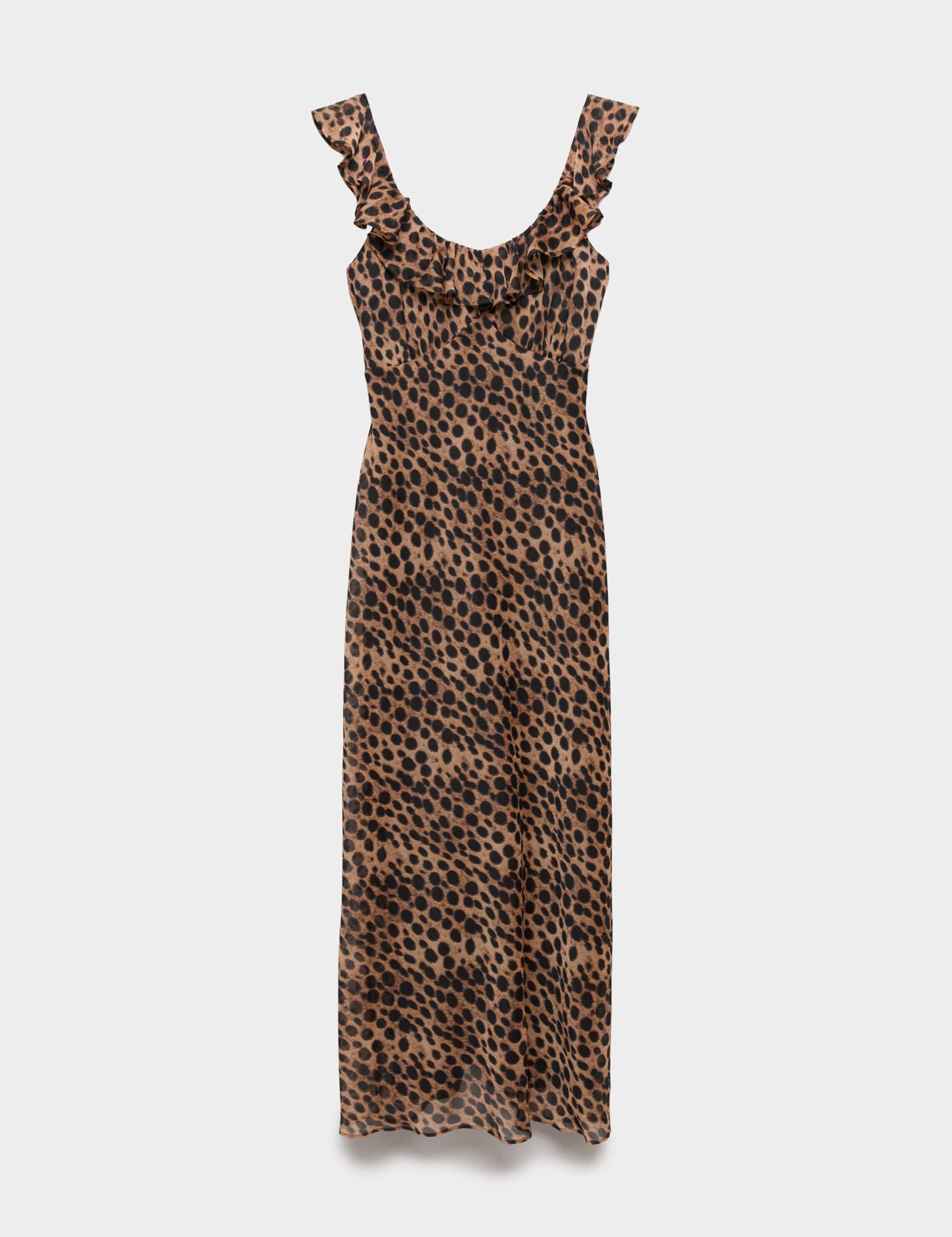 Animal Print Ruffle Detail Midaxi Column Dress 2 of 7