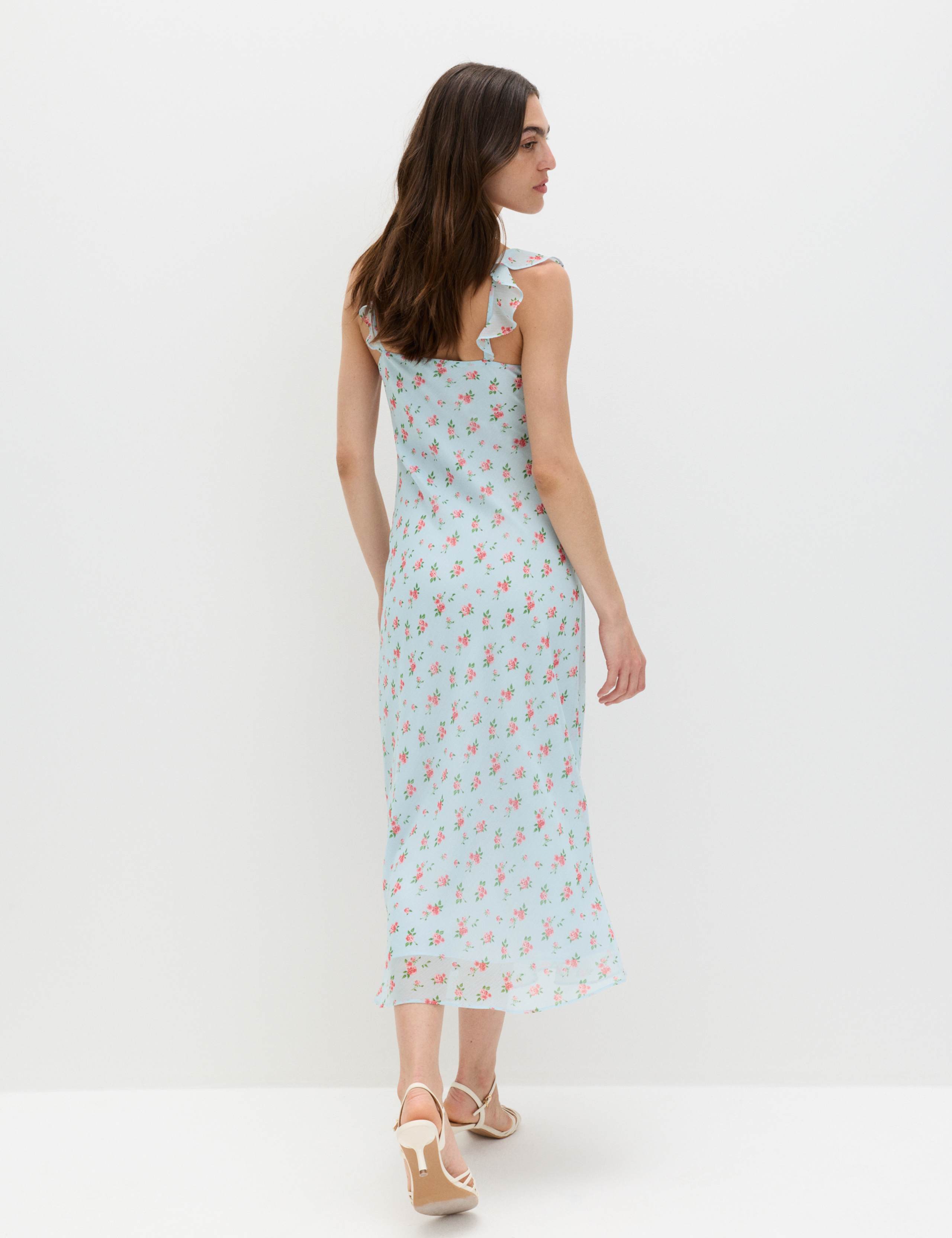 Floral Ruffle Detail Midi Column Dress 4 of 6