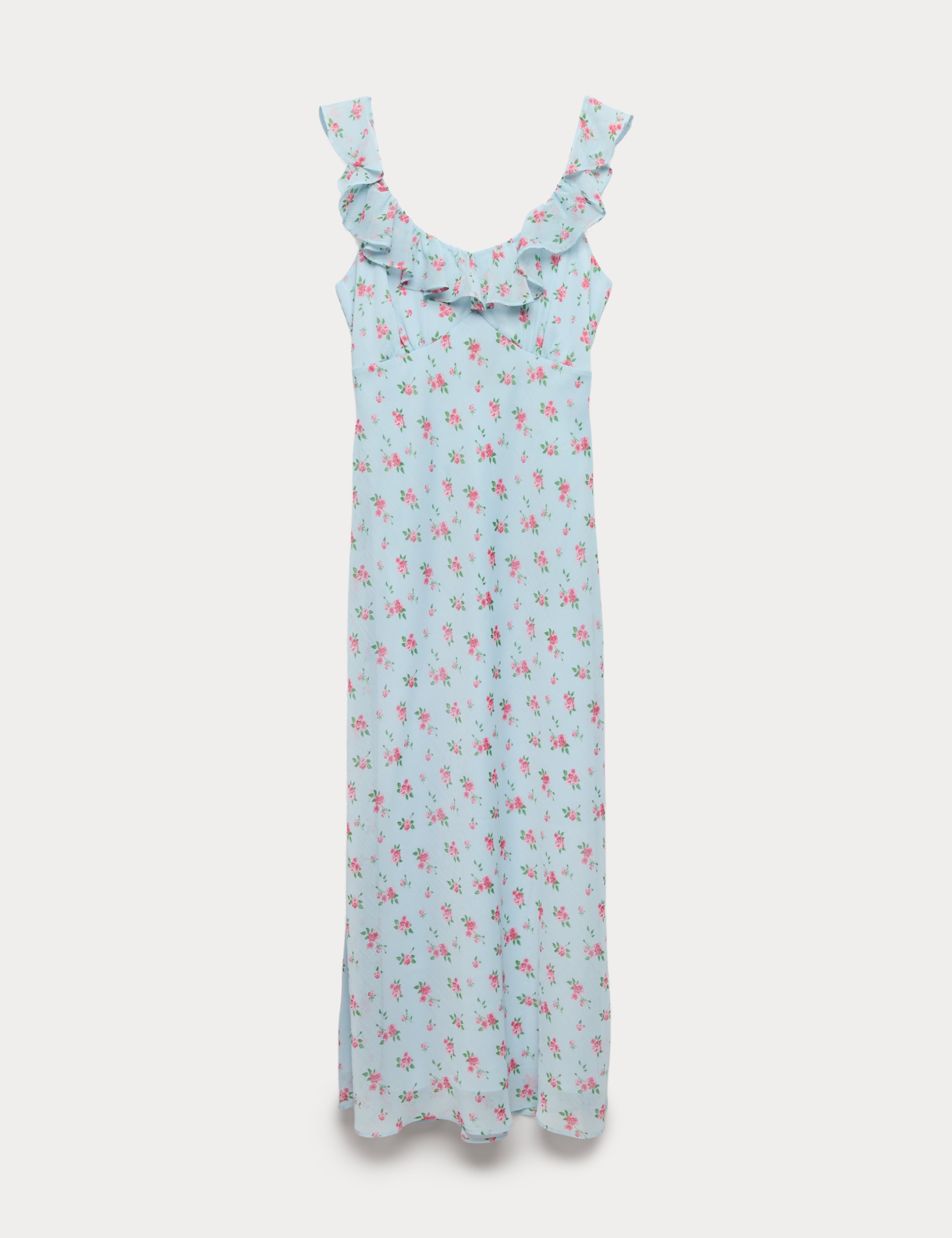 Floral Ruffle Detail Midi Column Dress 2 of 6