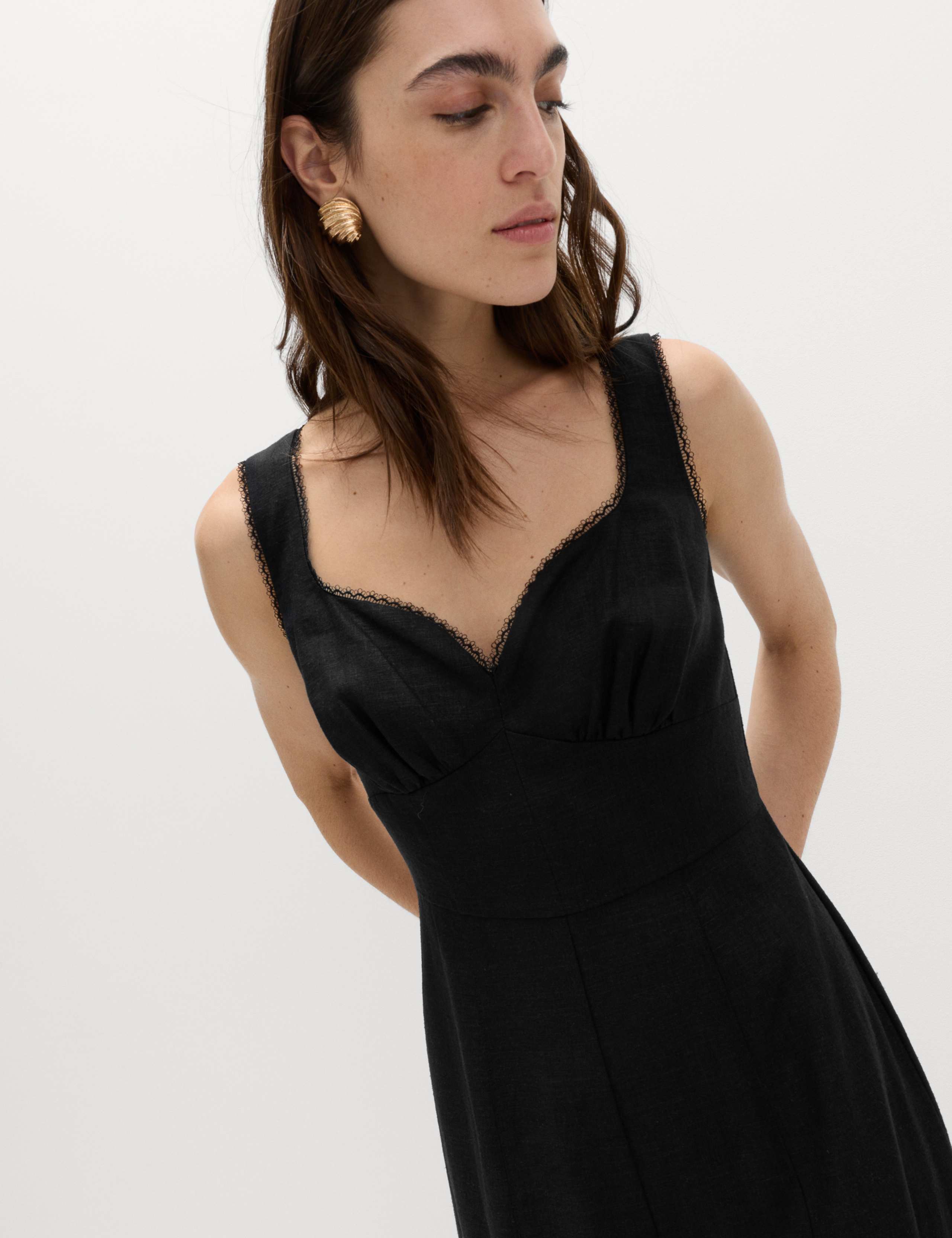 Linen Blend Tie Detail Waisted Jumpsuit 3 of 7