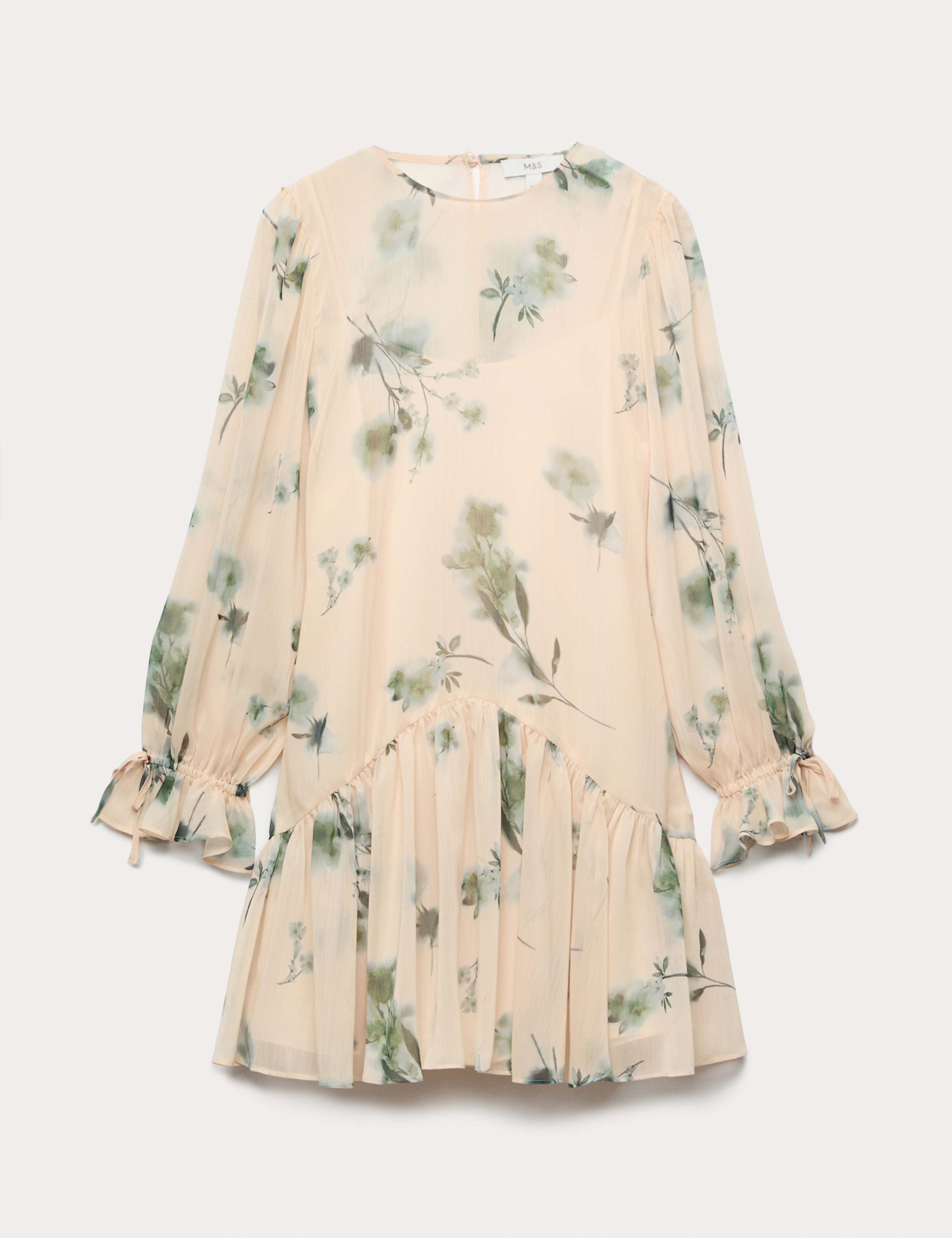 Chiffon Floral Mini Drop Waist Dress 1 of 1