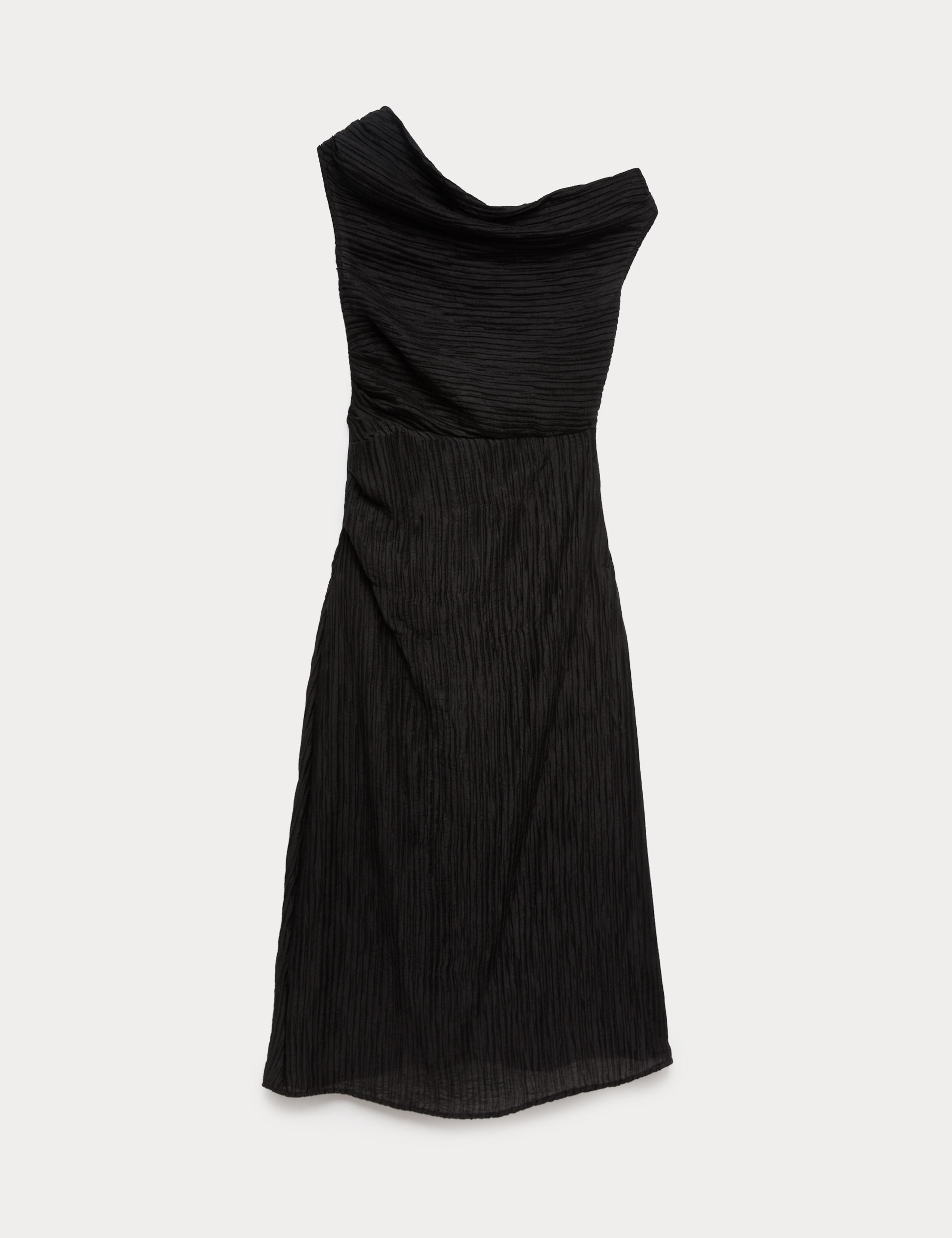 Lyocell Rich Draped Textured Midi Column Dress 2 of 6