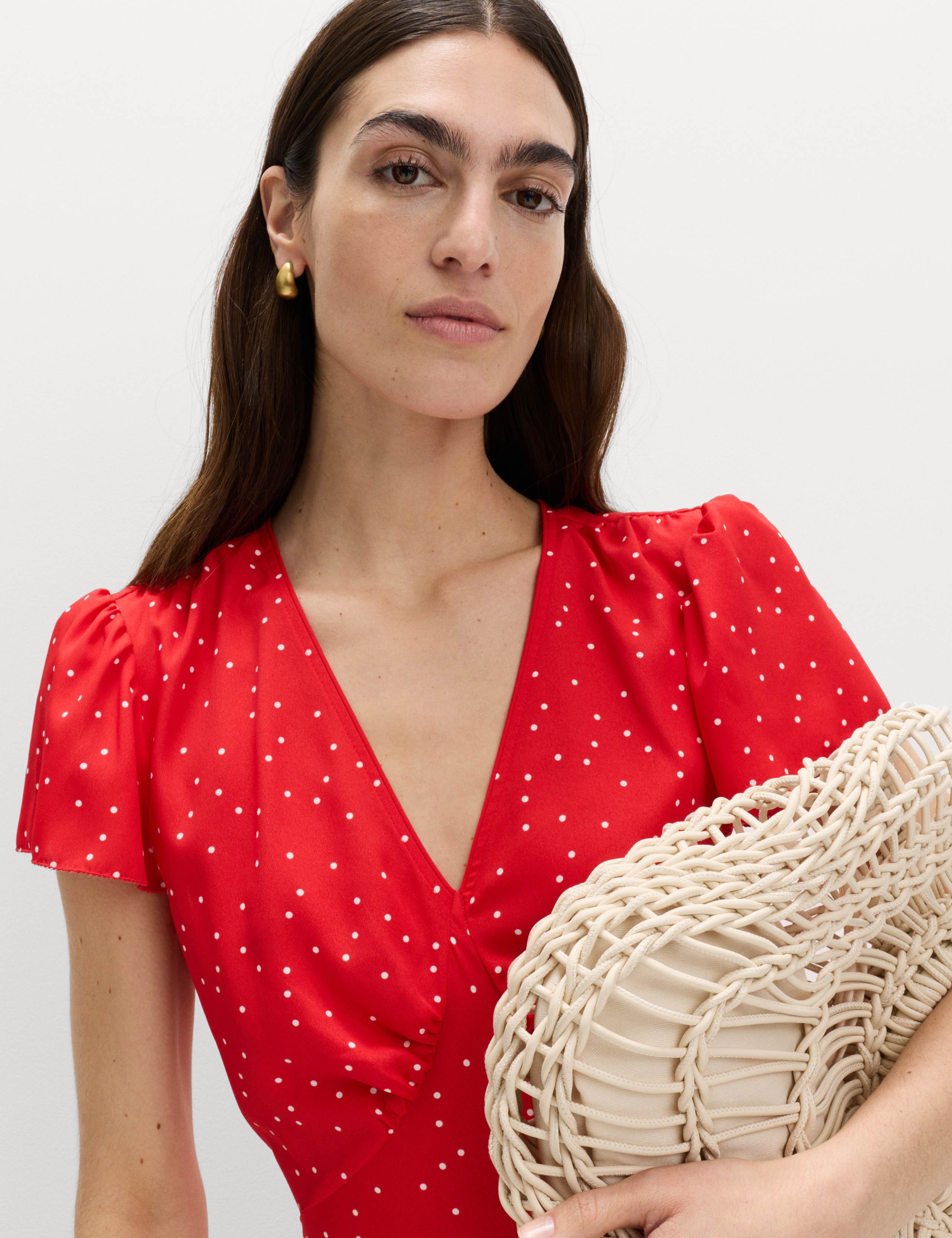 Printed V-Neck Midi Tea Dress 3 of 5