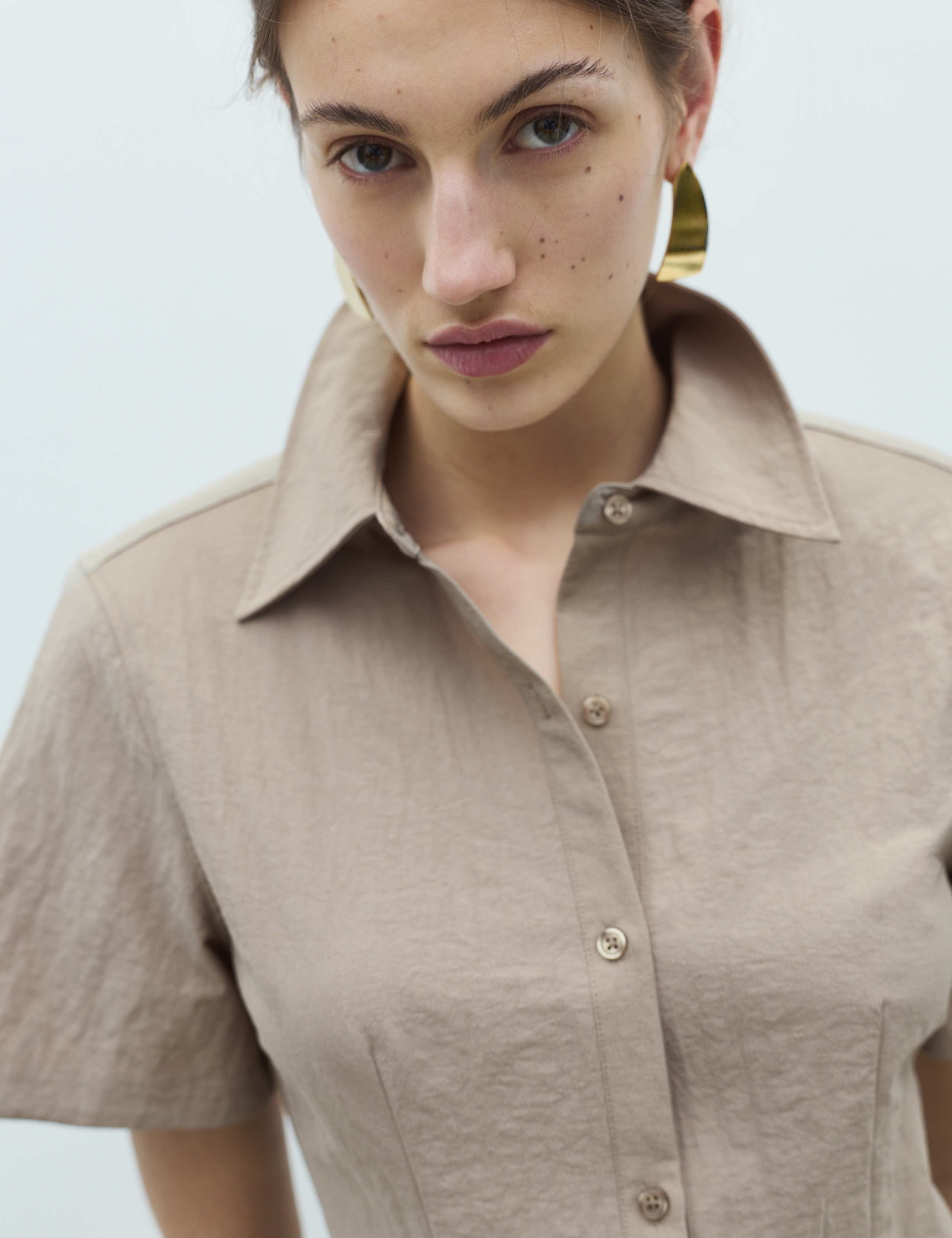 Button Through Mini Shirt Dress 3 of 6