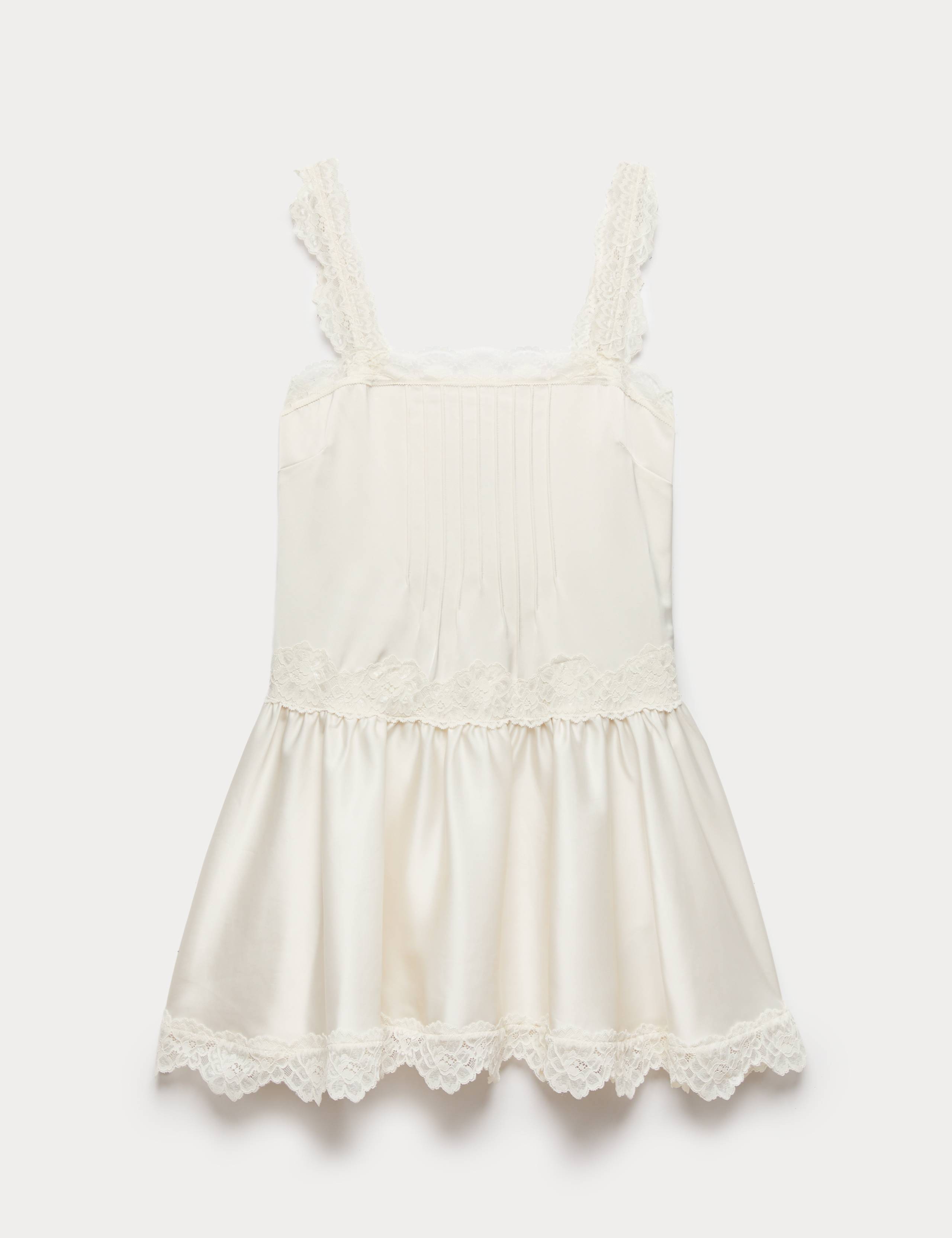 Satin Lace Insert Mini Skater Dress 2 of 7