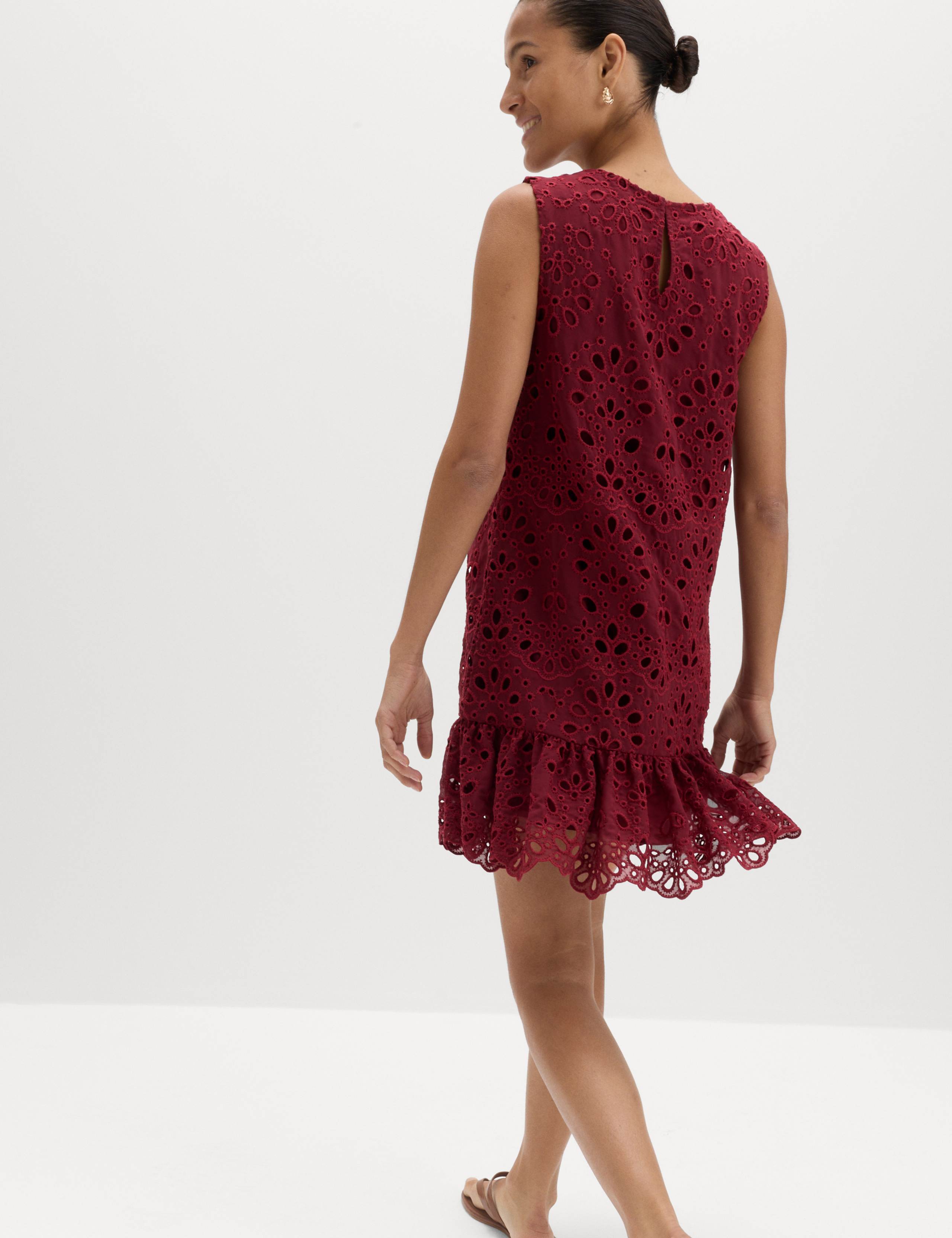 Broderie Cutwork Detail Mini Shift Dress 3 of 6
