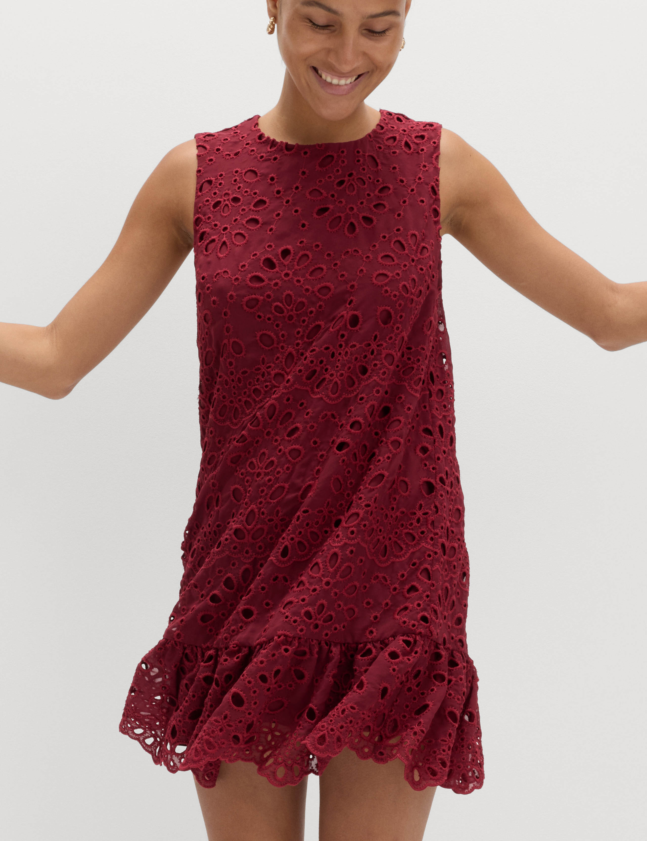 Broderie Cutwork Detail Mini Shift Dress 6 of 6