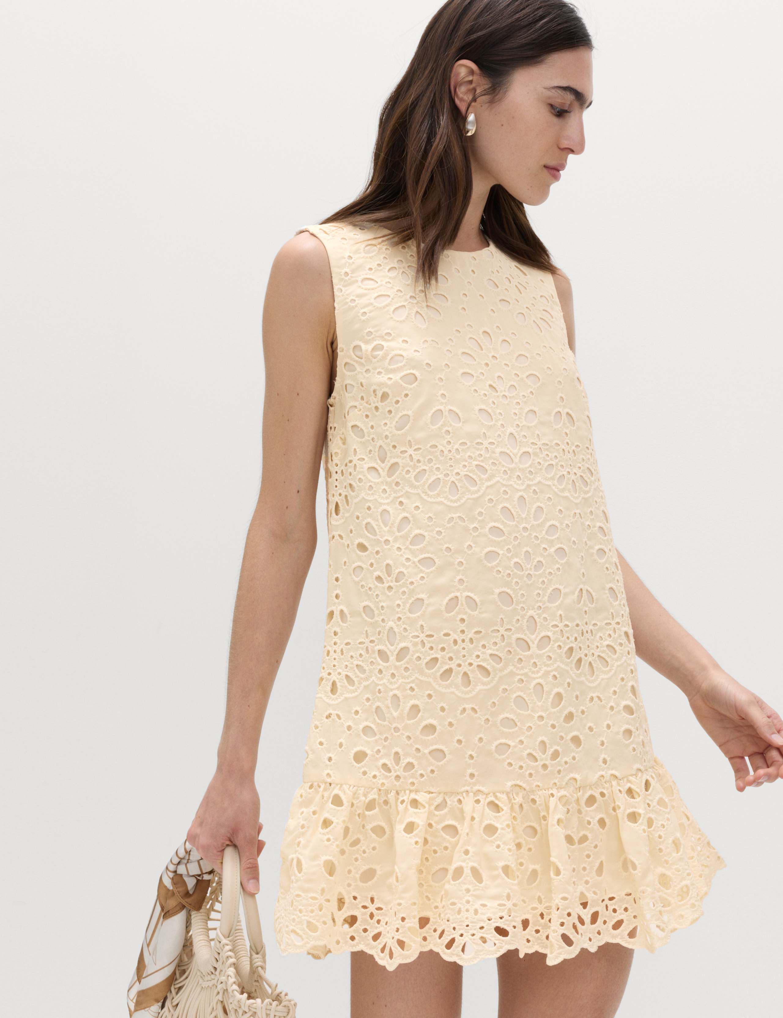 Broderie Cutwork Detail Mini Shift Dress 1 of 5