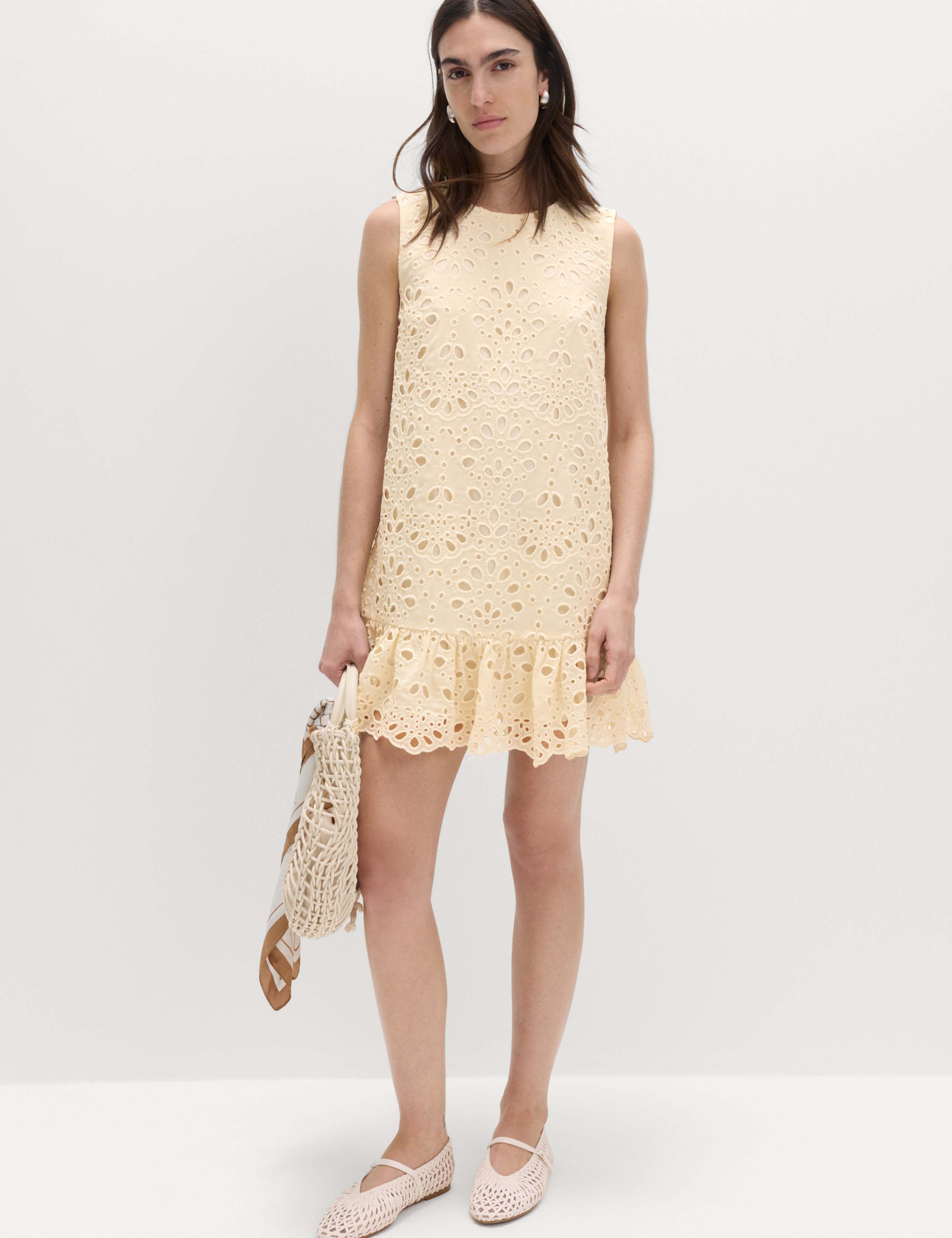 Broderie Cutwork Detail Mini Shift Dress 3 of 5