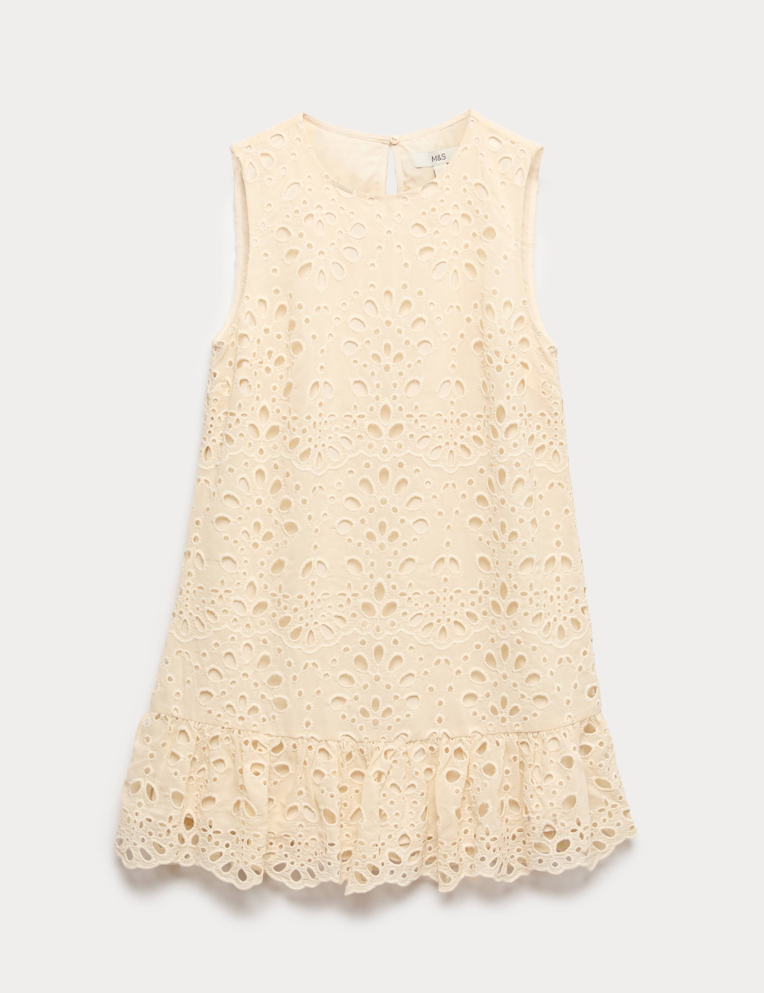 Broderie Cutwork Detail Mini Shift Dress 2 of 5