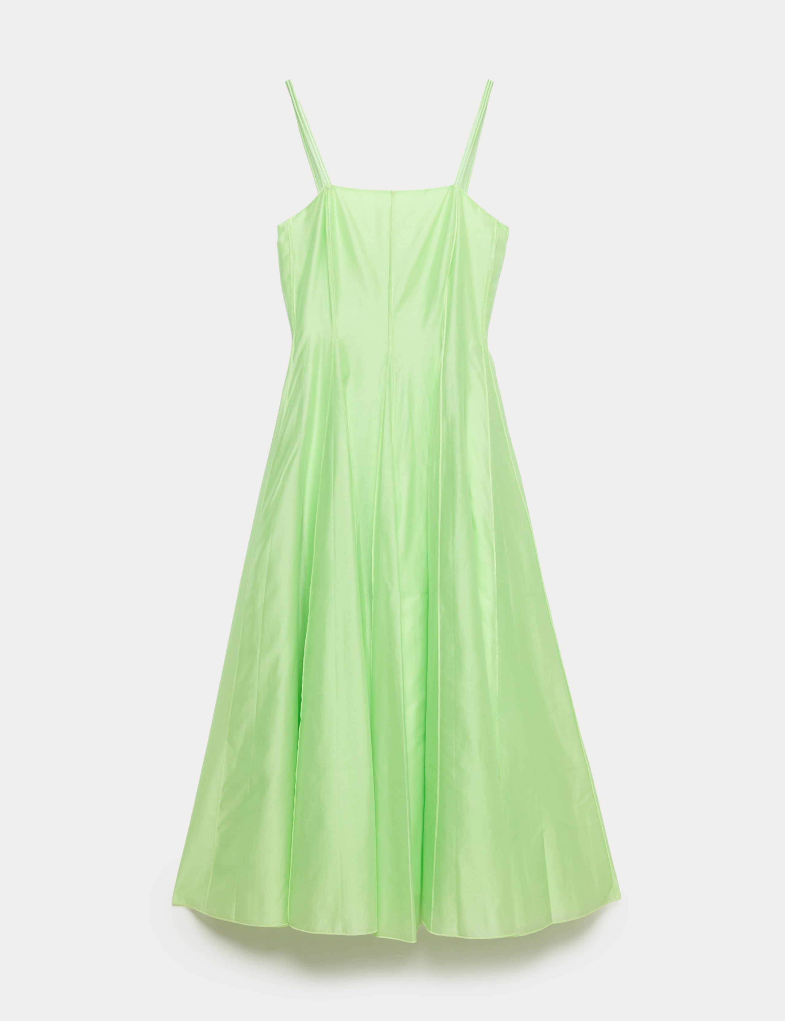 Square Neck Panel Detail Strappy Midi Skater Dress 2 of 7
