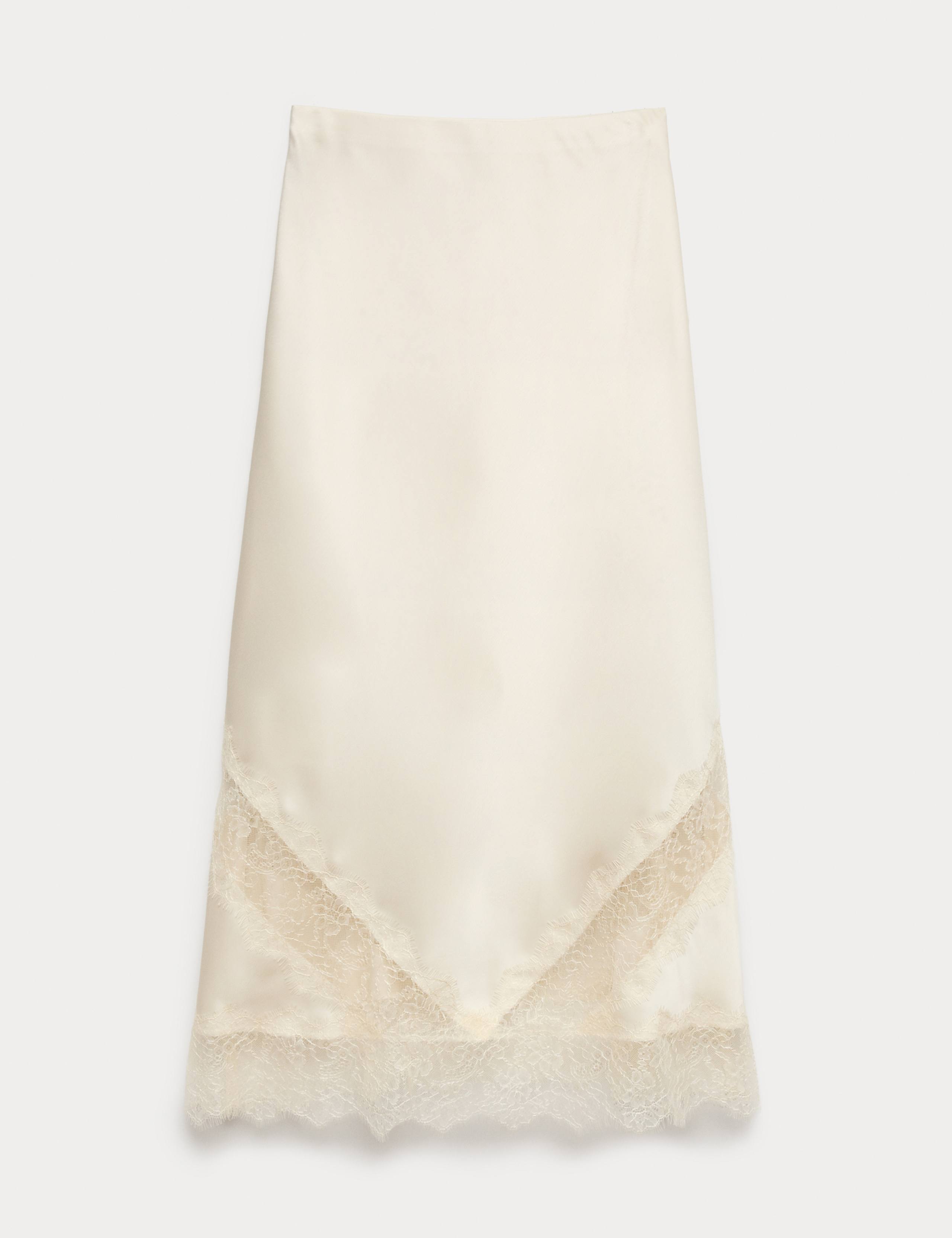 Satin Lace Insert Midaxi Slip Skirt 2 of 6