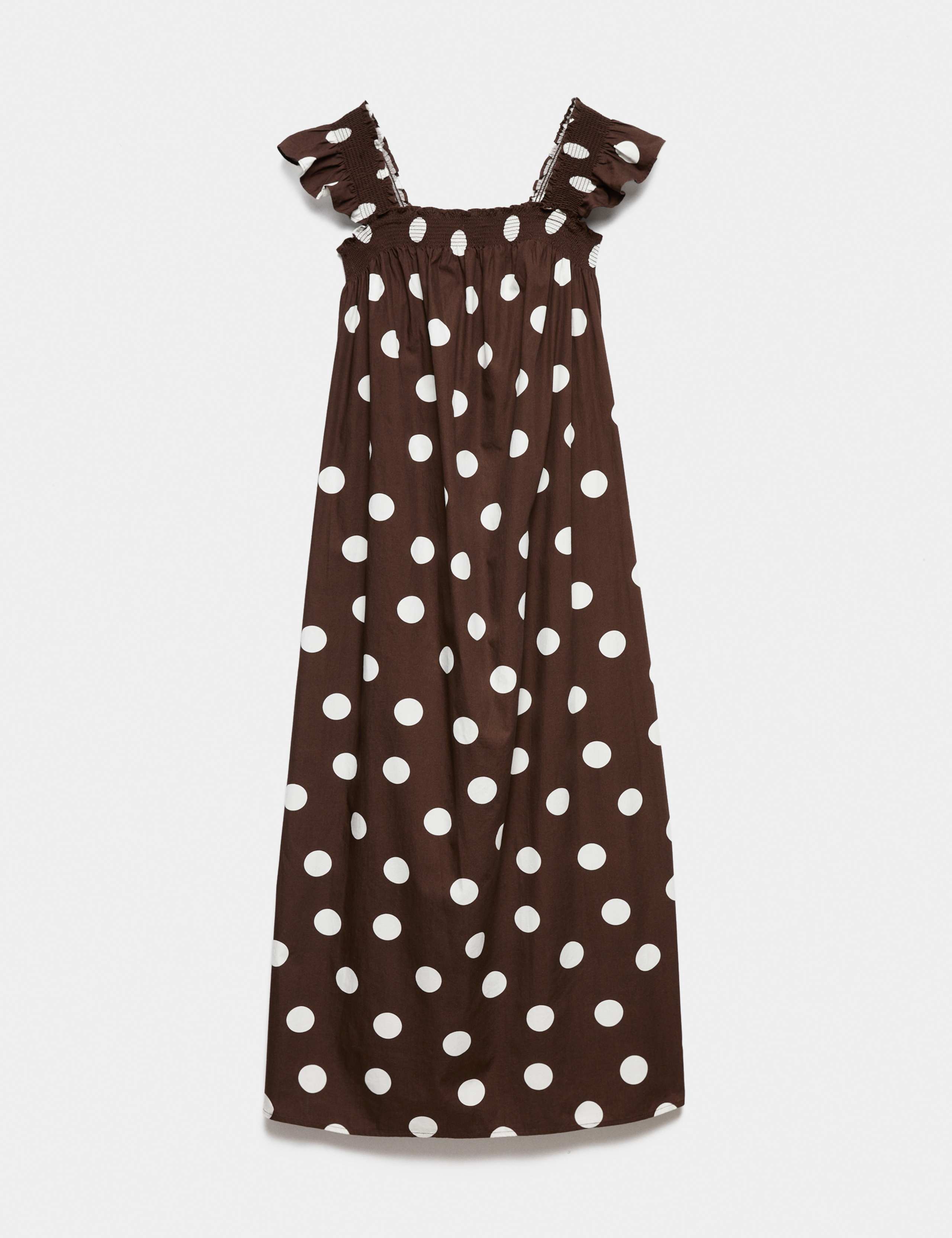Pure Cotton Polka Dot Midi Shirred Dress 2 of 5