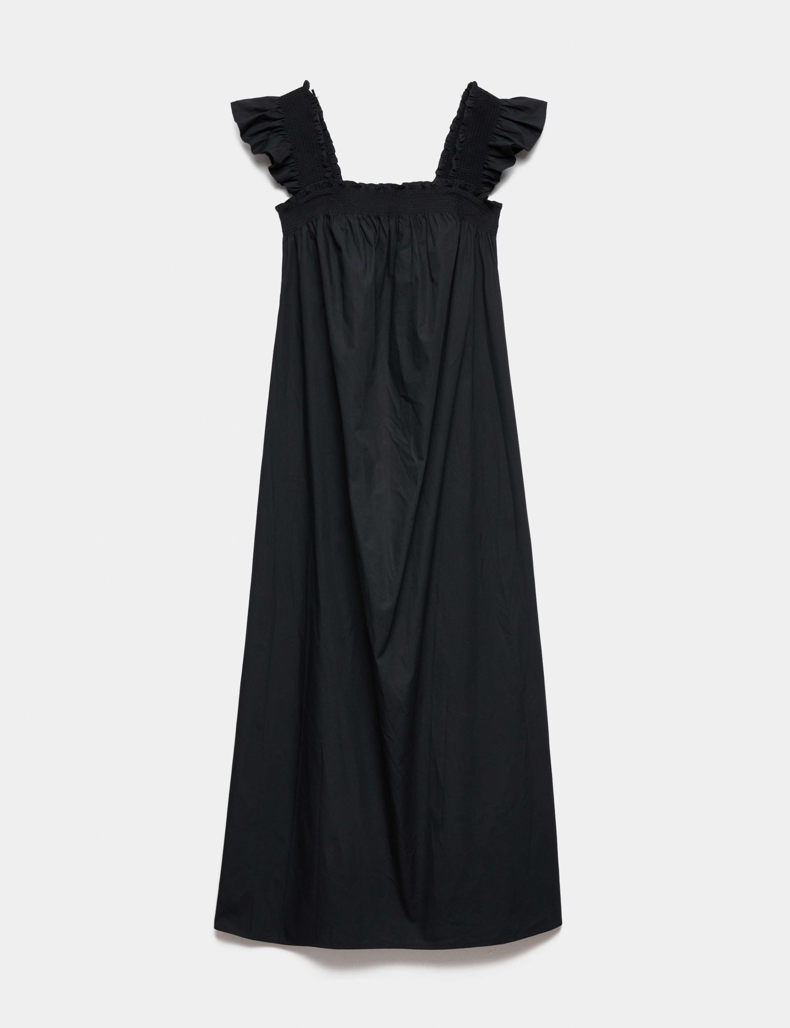 Pure Cotton Shirred Midaxi Smock Dress 2 of 5