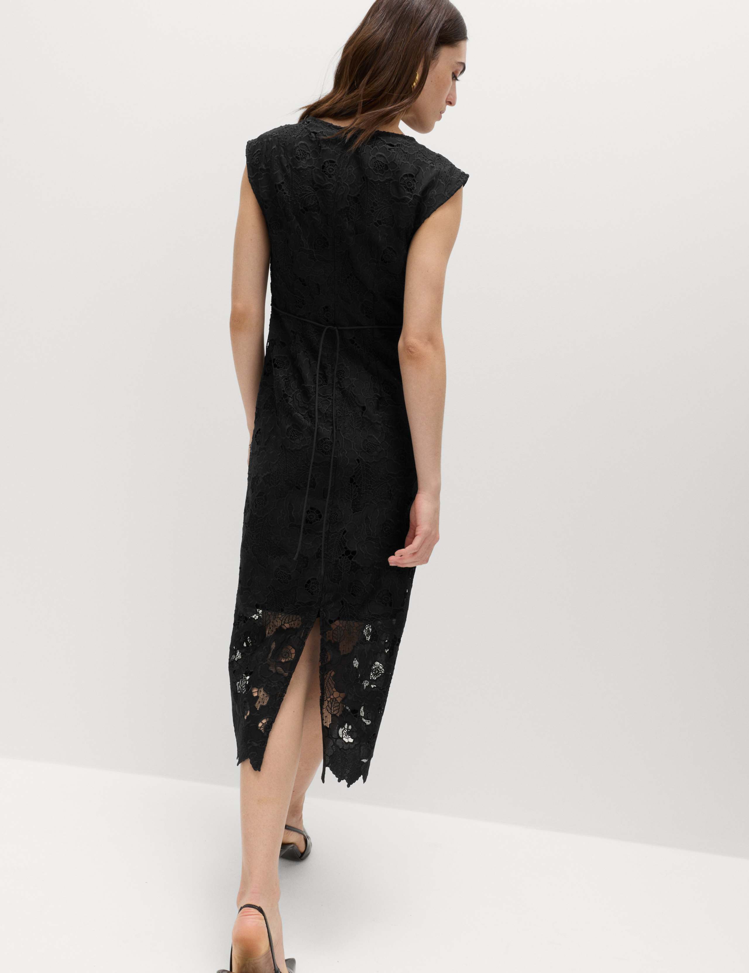 Lace Cutwork Detail Midi Column Dress 4 of 7