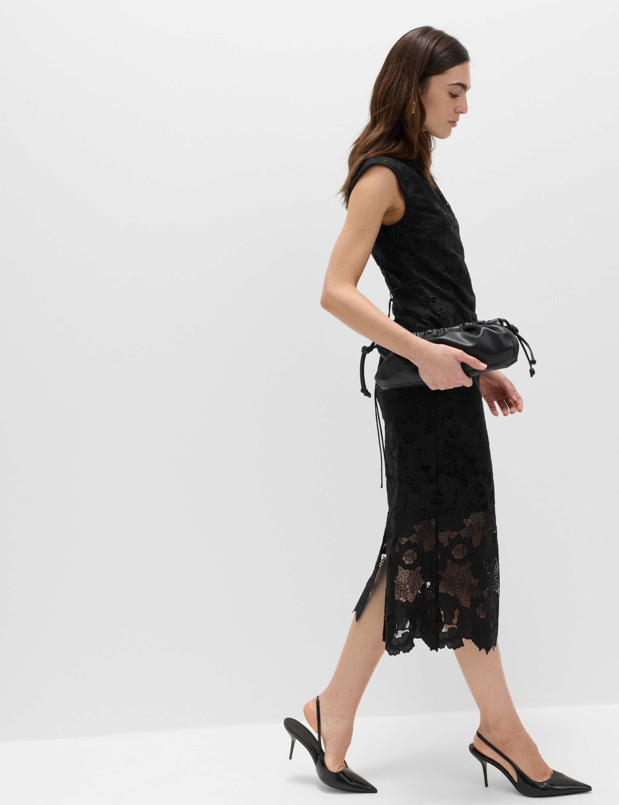 Lace Cutwork Detail Midi Column Dress 5 of 7