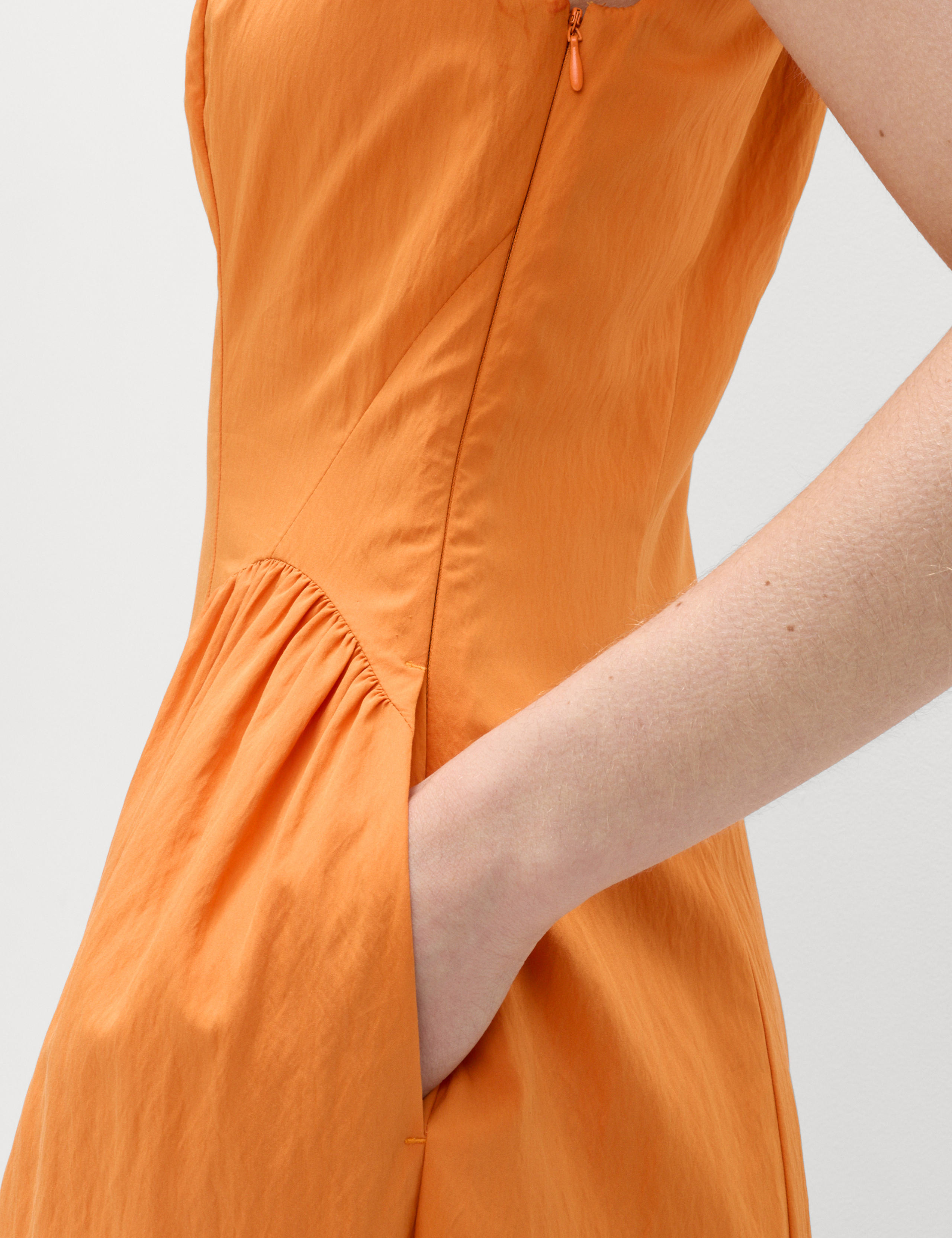 Scoop Neck Pleated Midi Drop Waist Dress 4 of 6