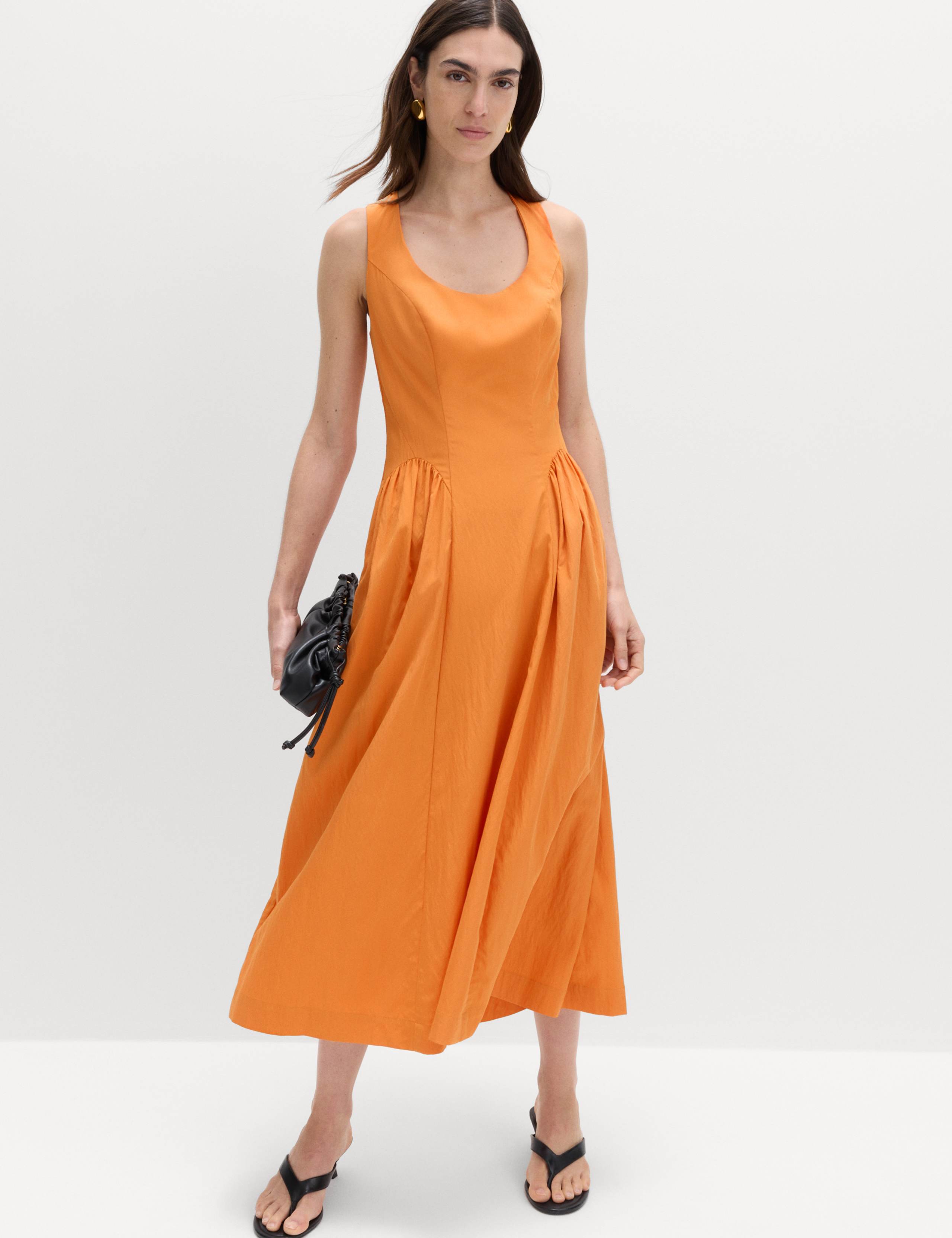 Scoop Neck Pleated Midi Drop Waist Dress 6 of 6