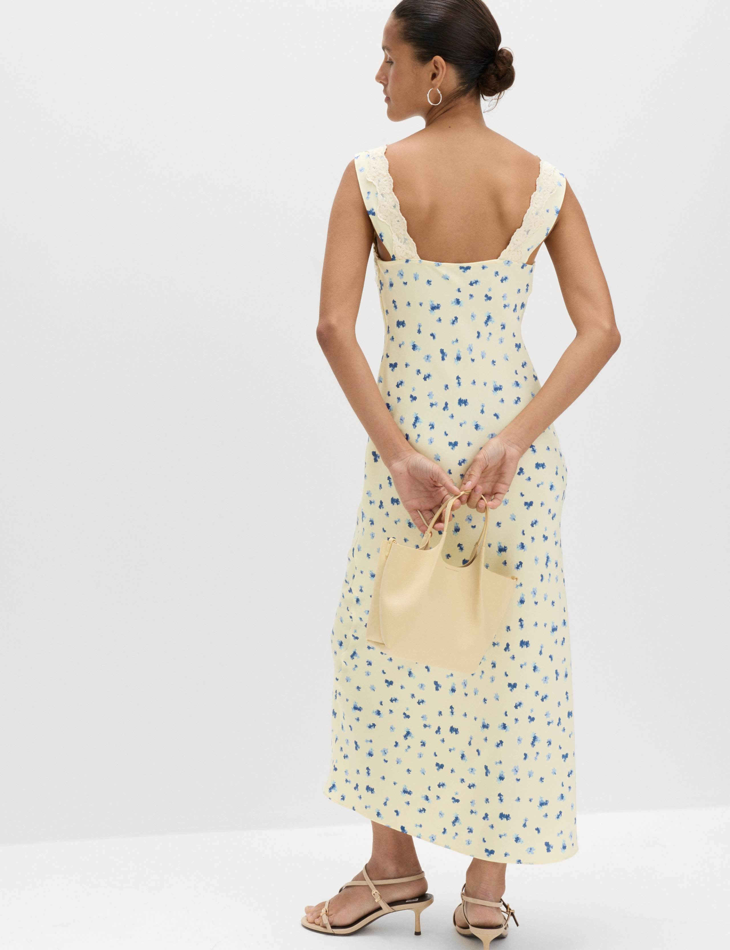 Satin Floral and Lace Midi Slip Dress 4 of 6