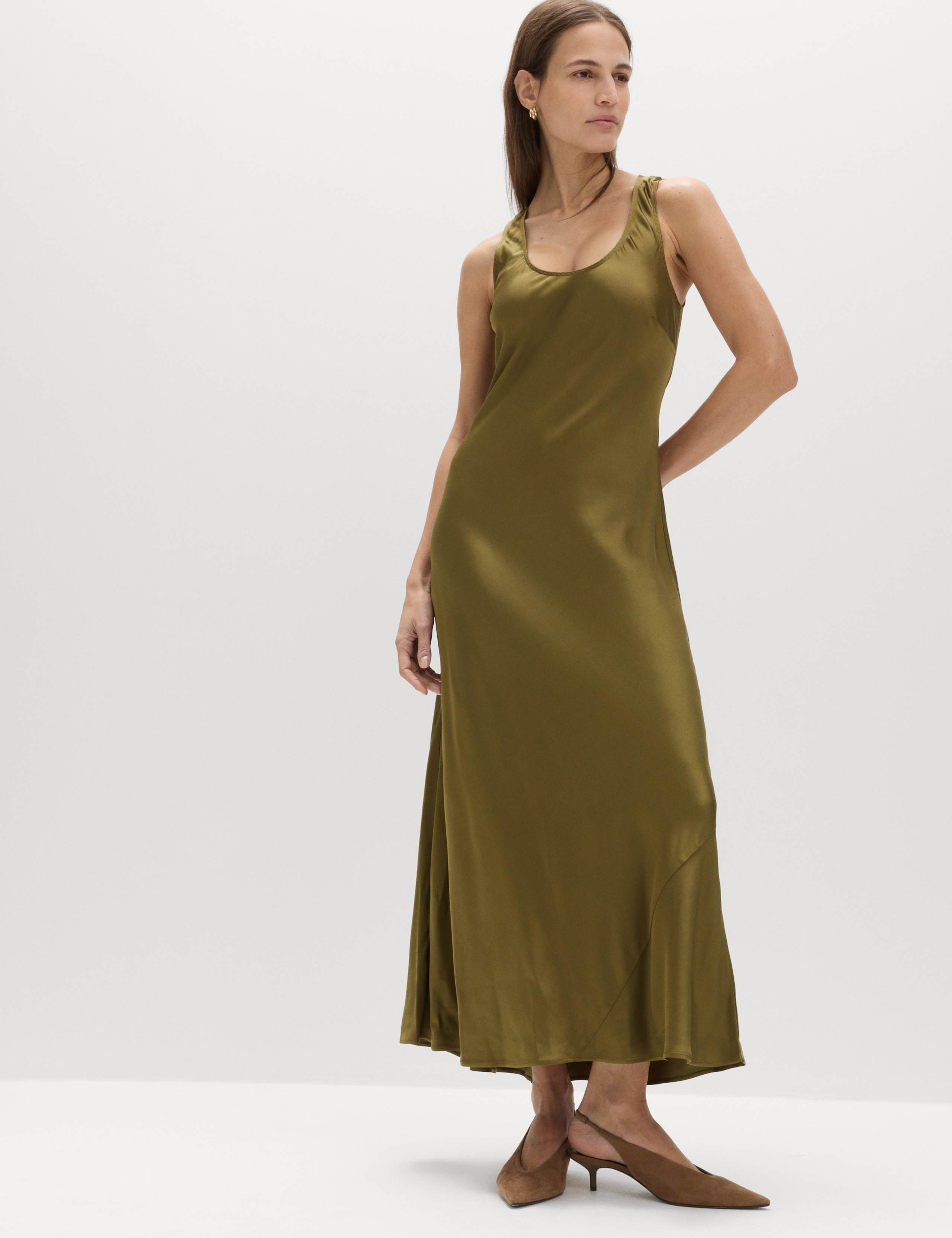 Satin Scoop Neck Midaxi Slip Dress 1 of 6