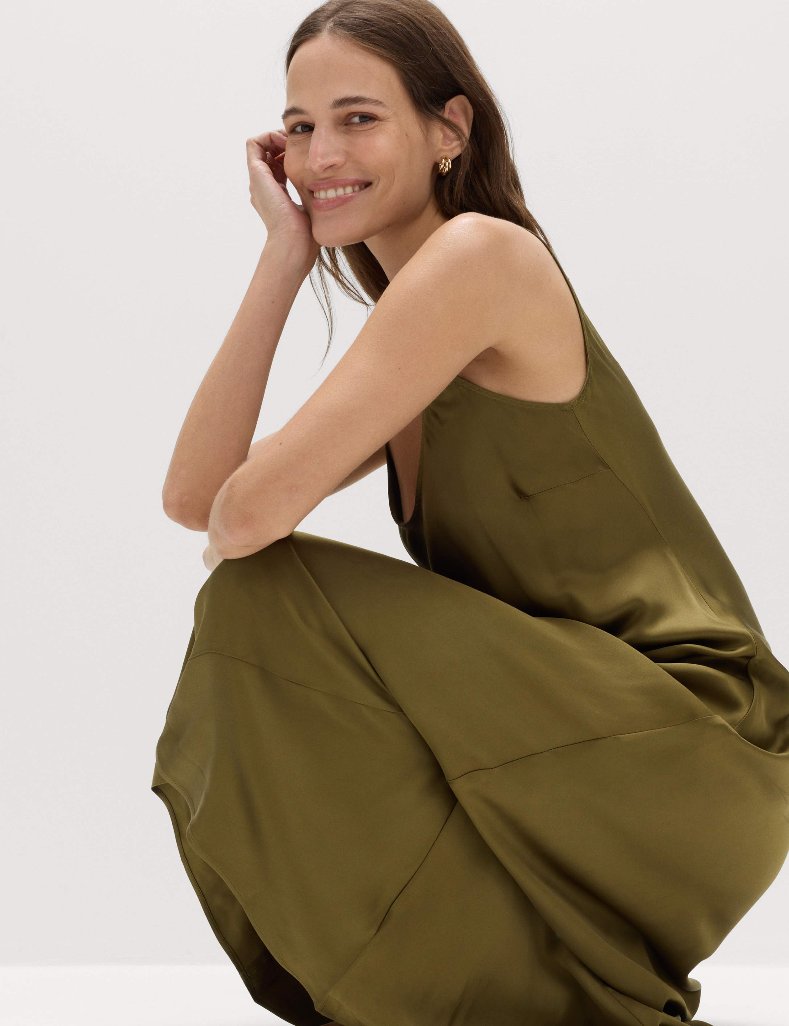 Satin Scoop Neck Midaxi Slip Dress 3 of 6