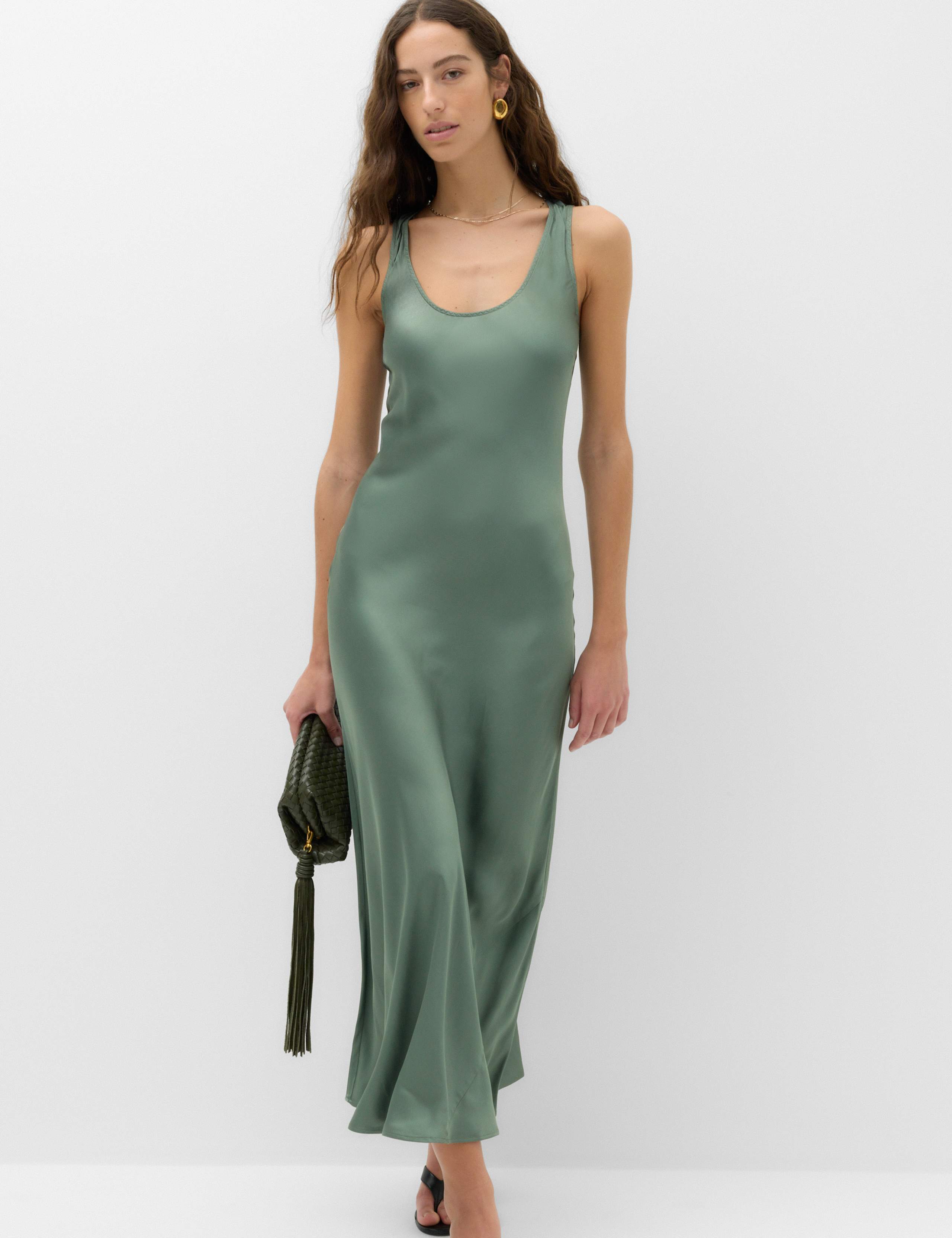 Satin Scoop Neck Midaxi Slip Dress 1 of 7