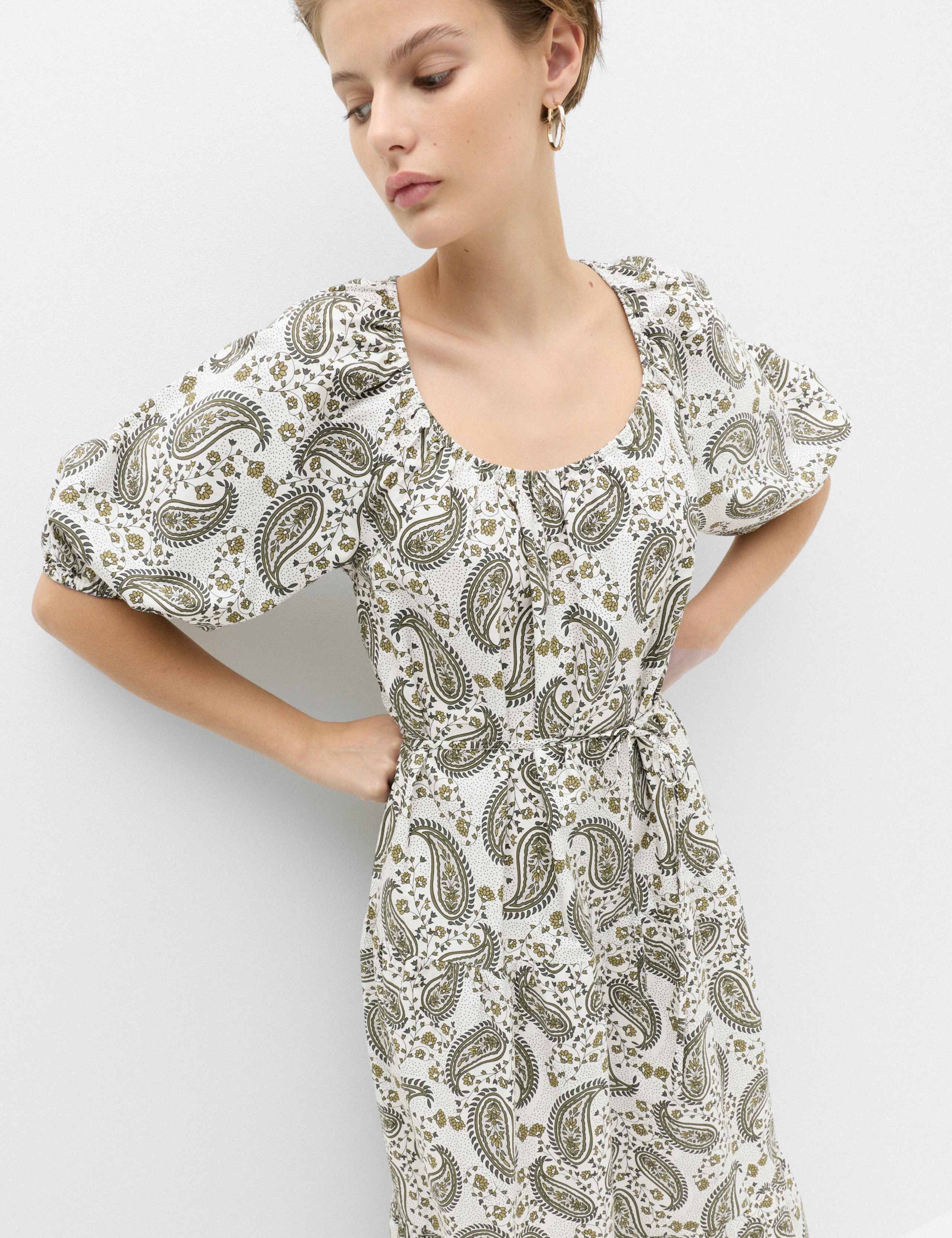 Pure Cotton Printed Midi Waisted Dress 3 of 5