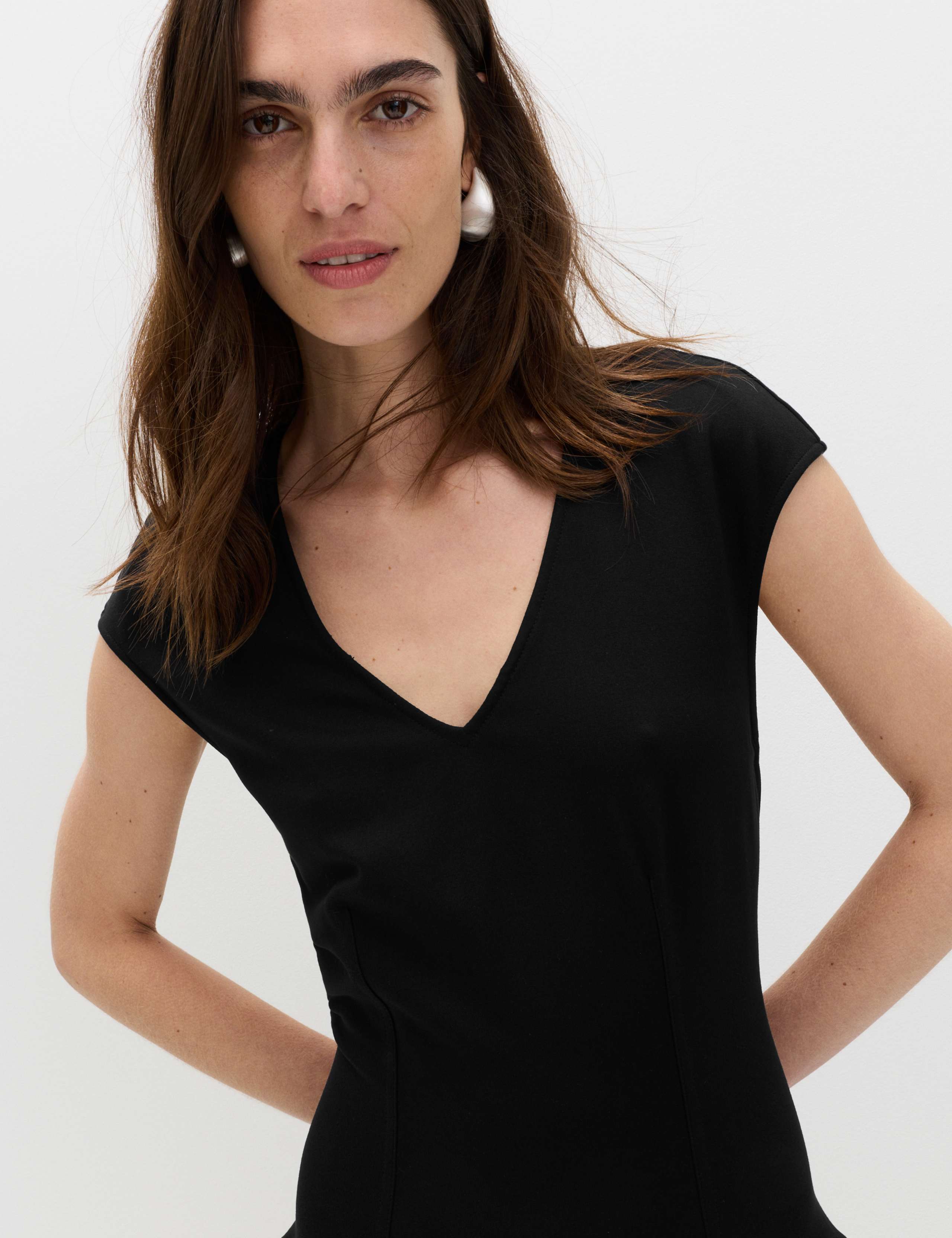 Jersey V-Neck Mini Drop Waist Skater Dress | M&S
