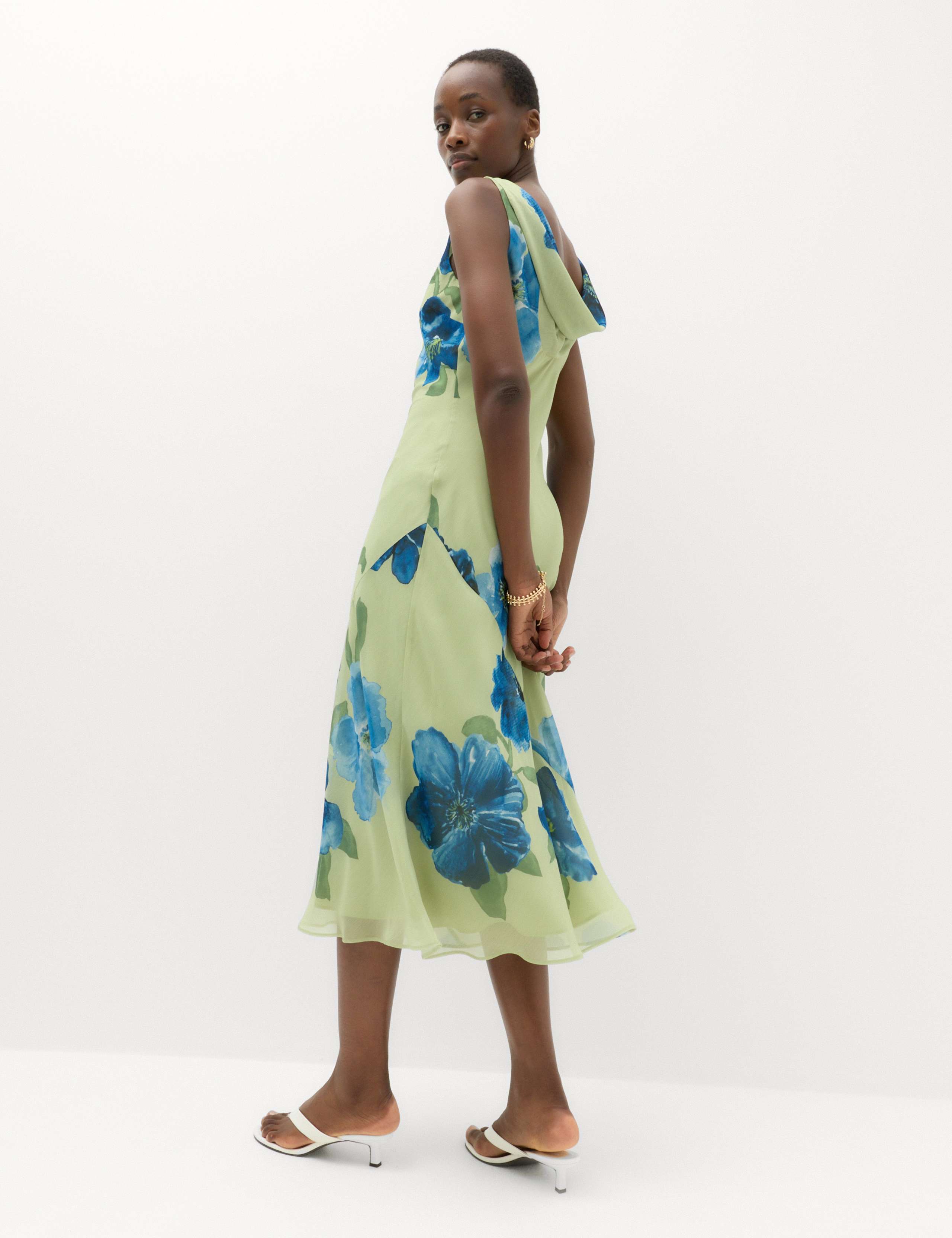 Floral Round Neck Midi Column Dress 1 of 7