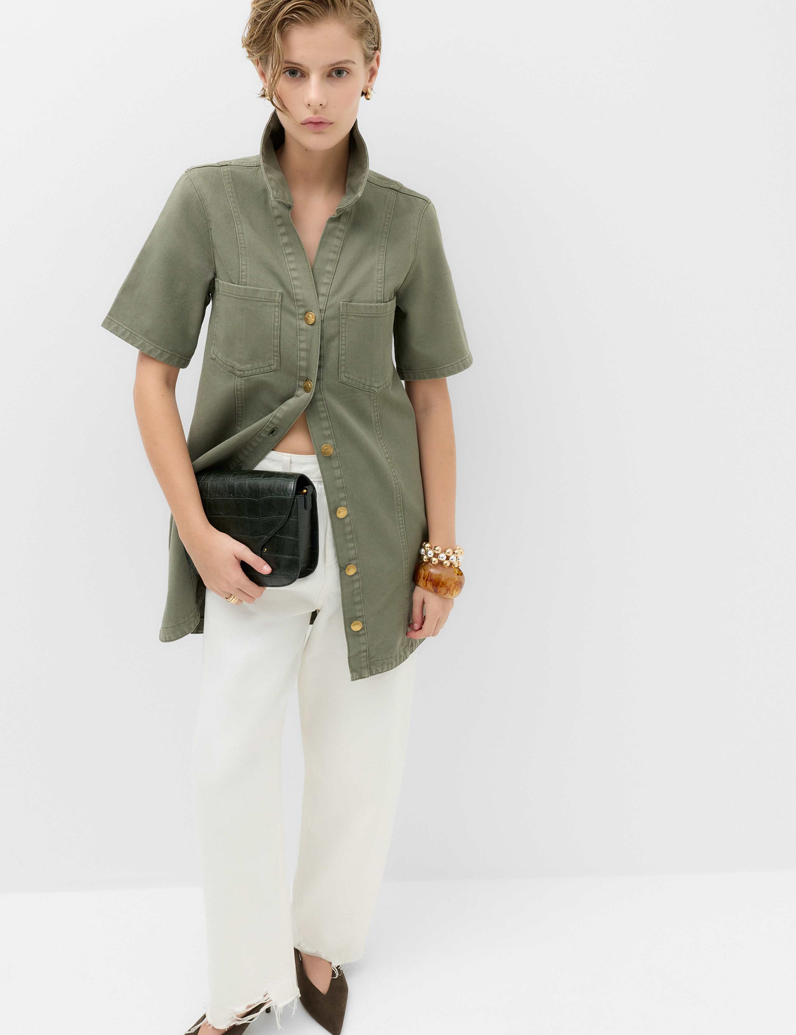 Denim Mini Shirt Dress 6 of 6